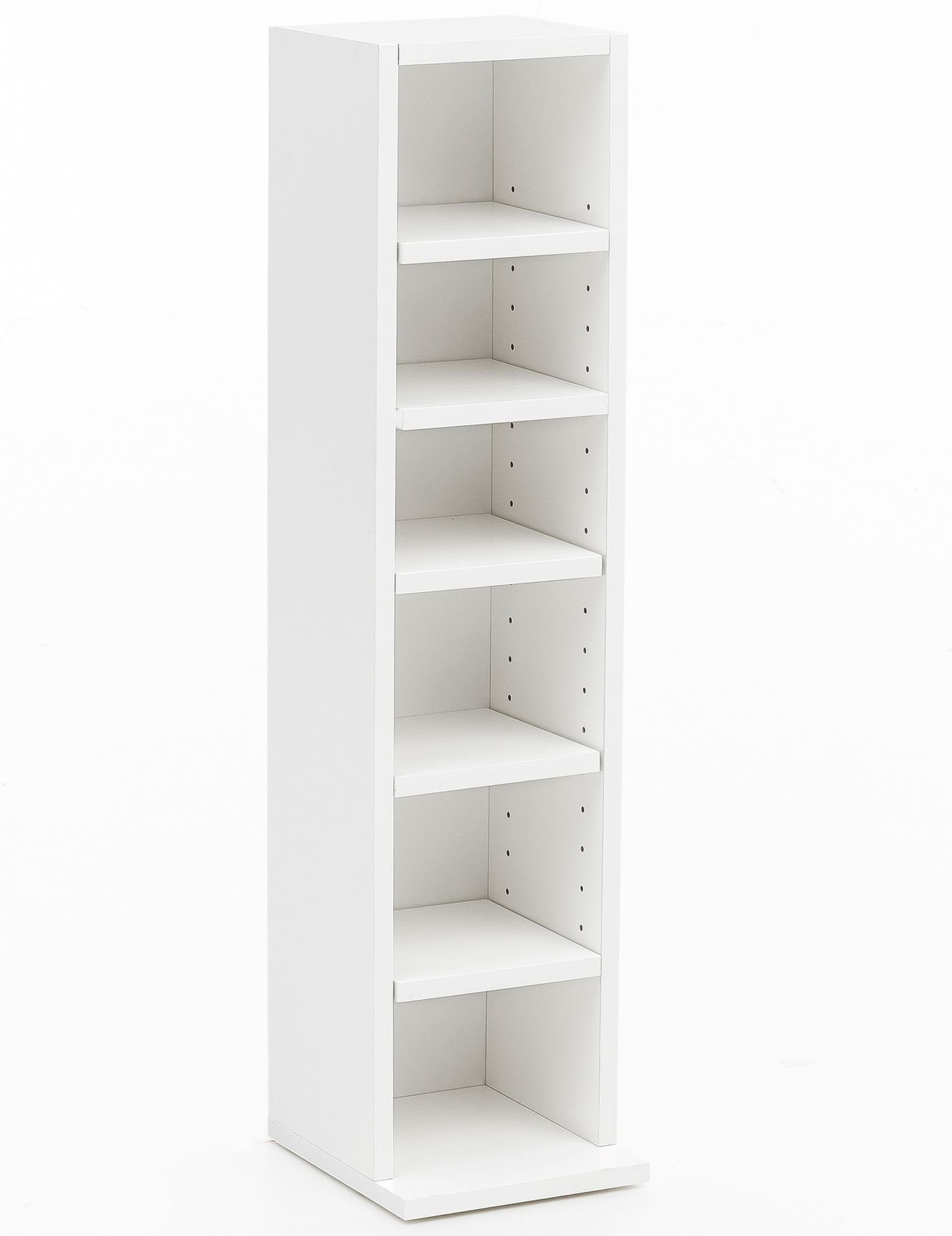 Wohnling Bücherregal WL5.336, Weiß 21x91x25,5 Freistehend, Modern, cm, Schmales CD-Regal Nischenregal Standregal Fächern 6 mit