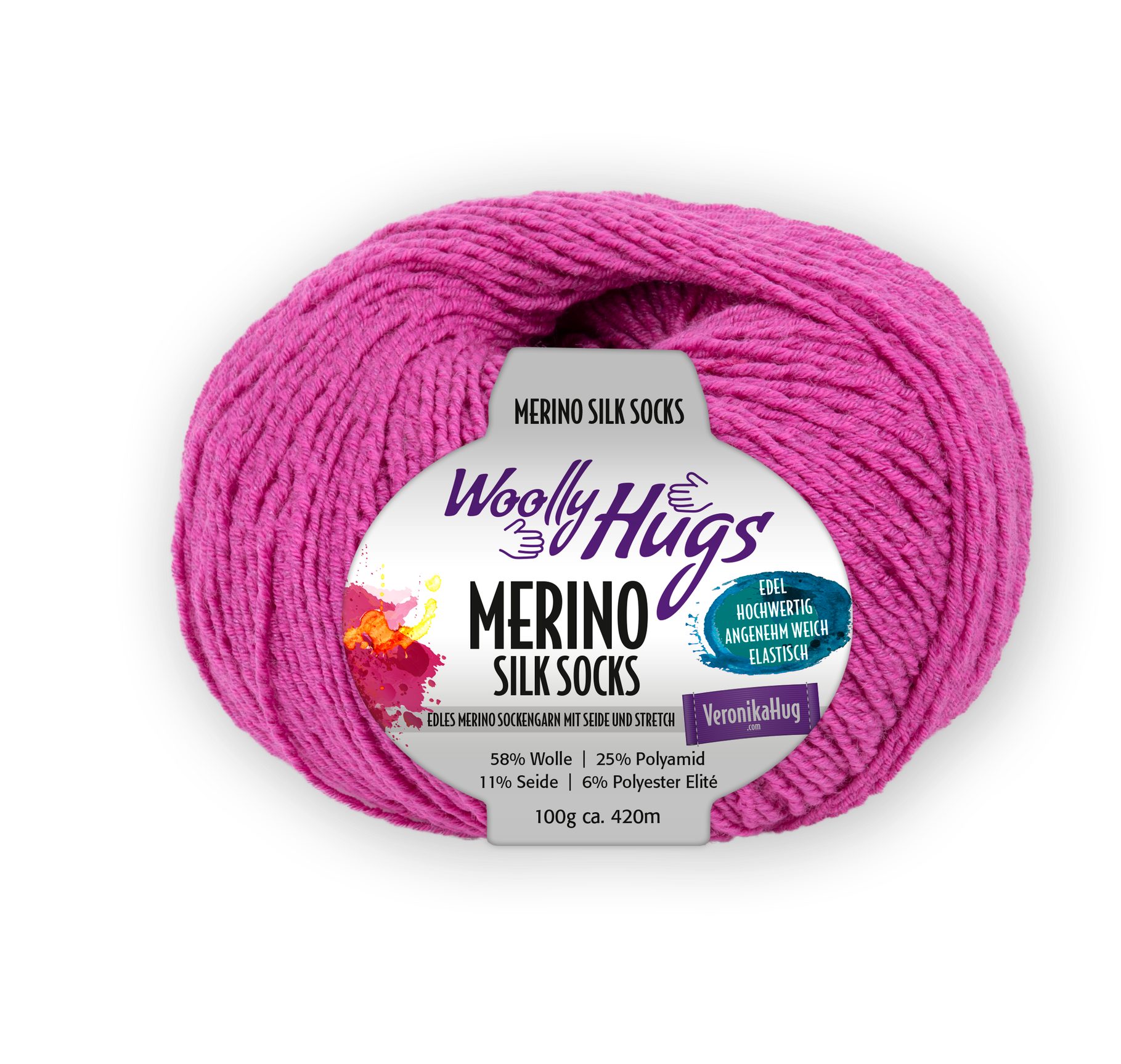 Woolly Hugs MERINO SILK SOCKS Häkelwolle, 420 m (Luxus-Socken für Ihre Füße), 100 g