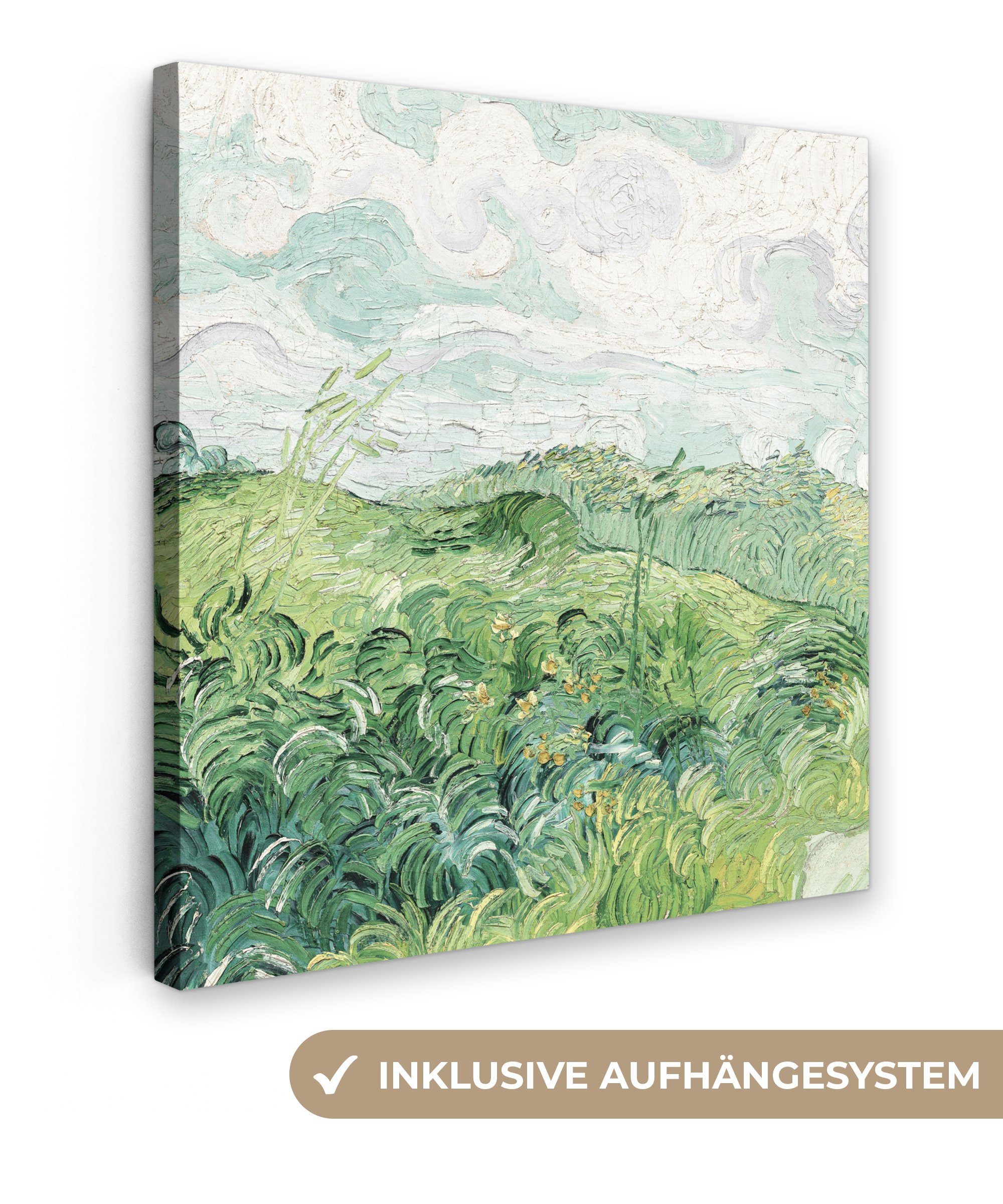 OneMillionCanvasses® Gemälde Van Gogh - Kunst - Alte Meister - Feld mit grünem Mais, (1 St), Leinwand Bilder für Wohnzimmer Schlafzimmer, 20x20 cm