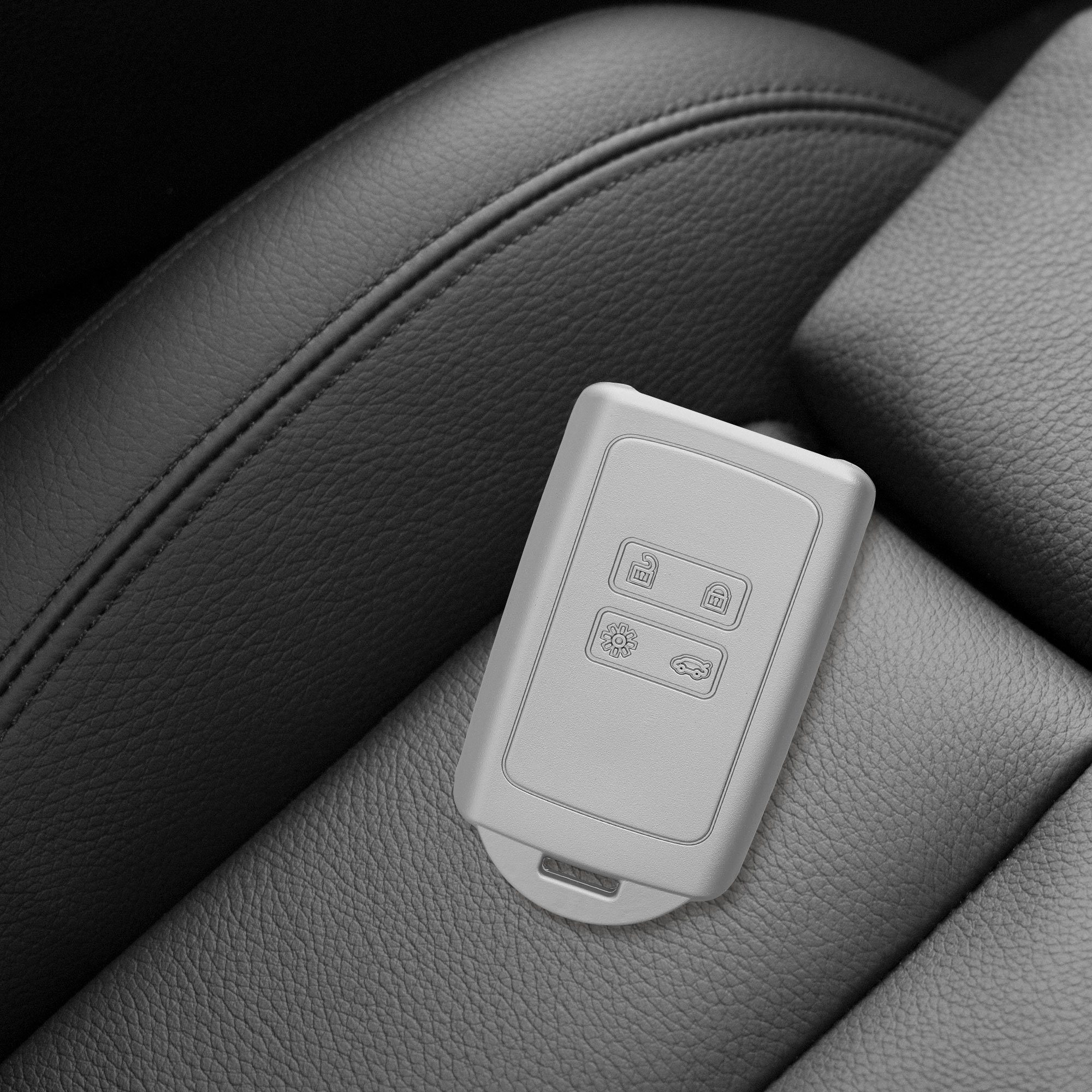 Schutzhülle für Autoschlüssel Schlüsselhülle Renault, Silber Hülle kwmobile Schlüsseltasche Silikon