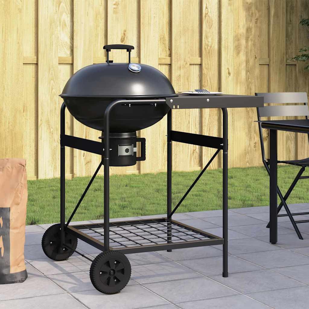 vidaXL Grillkamin Outdoor Grill Mit Rad Schwarz 91 x 71 x 107 cm Metall