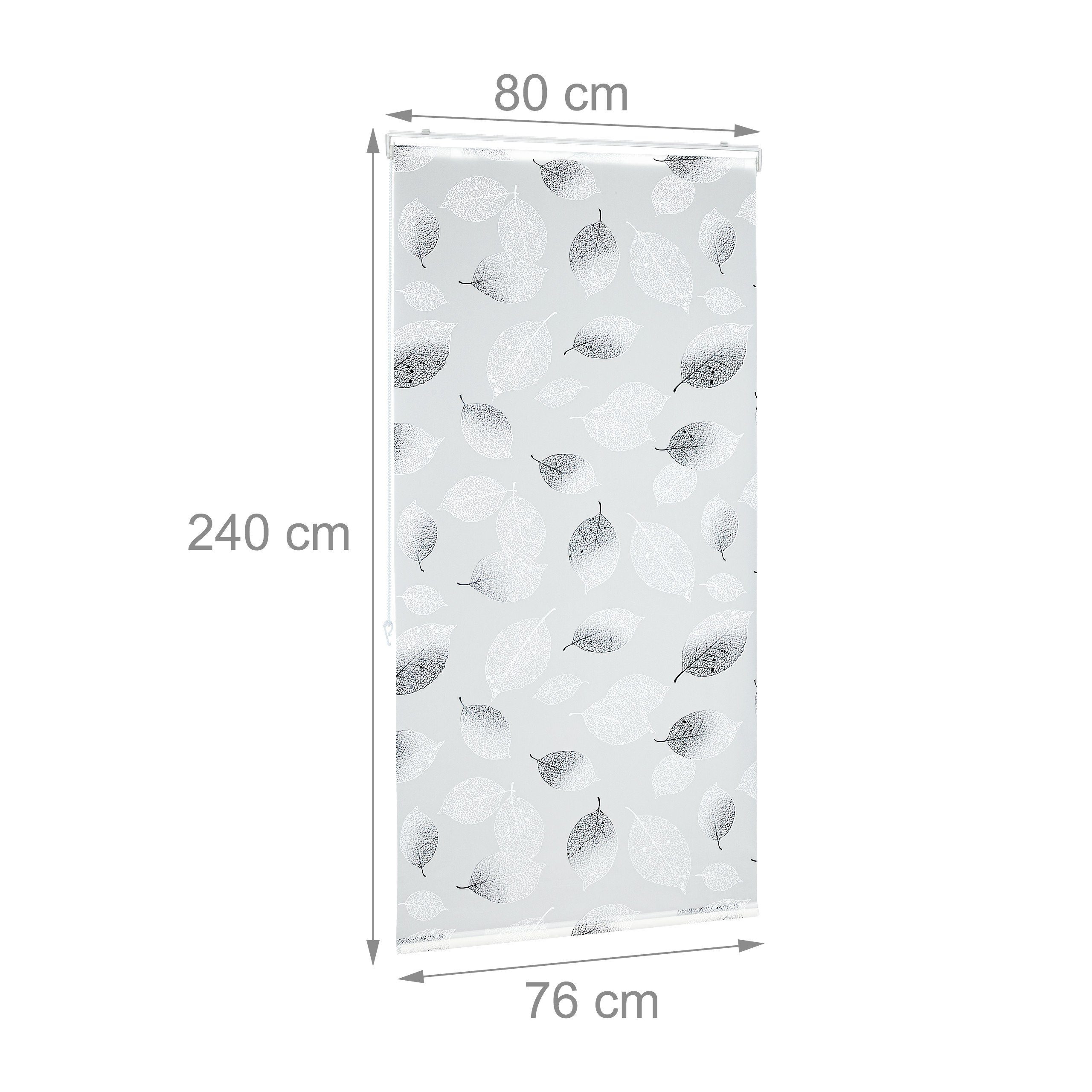 relaxdays Duschrollo mit Blätter Desig Breite 80 cm, 80x240cm