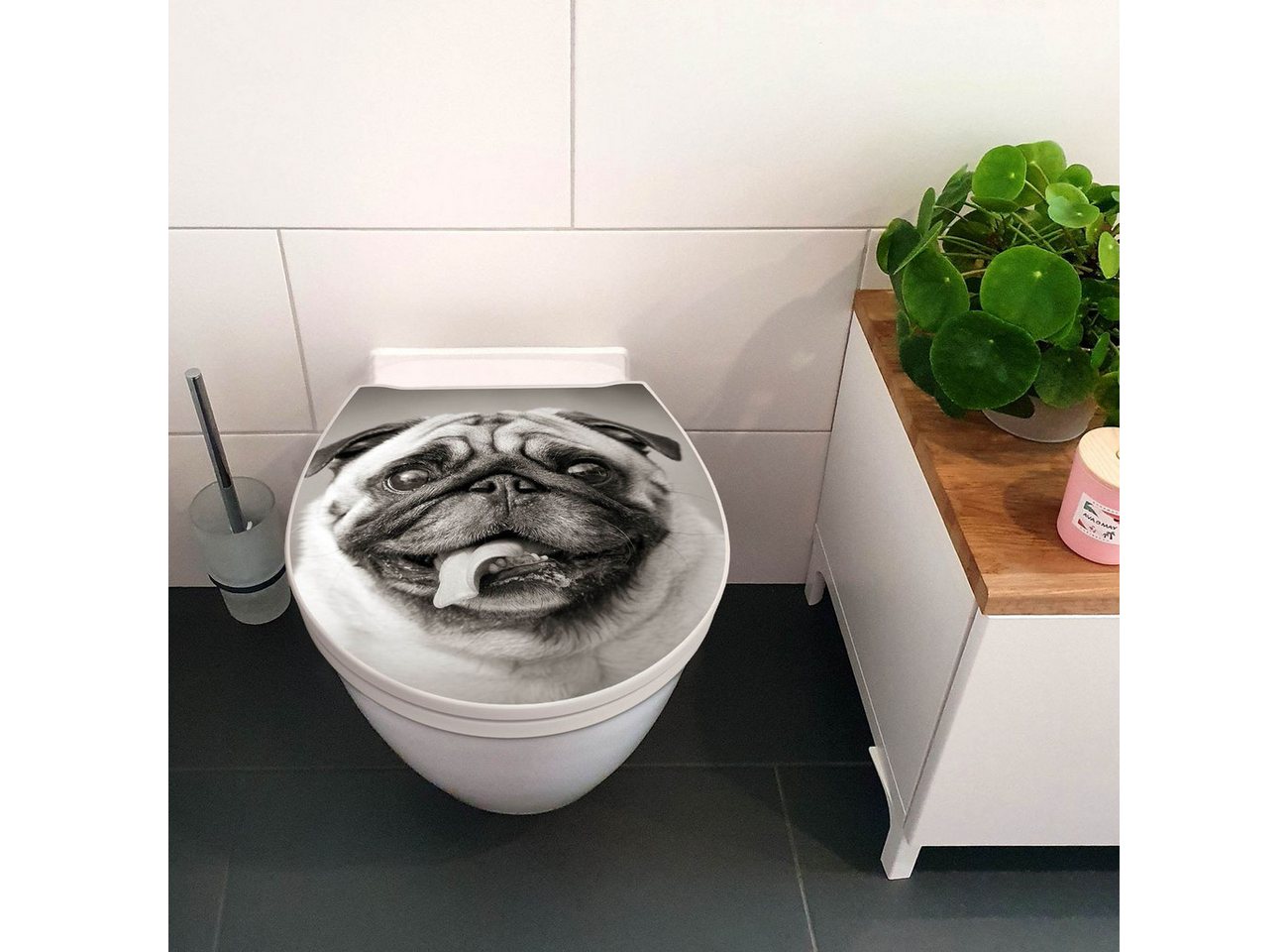 Thumbnail - banjado WC-Sitz Motiv Mops Porträt (umweltfreundliches Material & Take-Off Technologie, Softclose Absenkautomatik), 45 x...