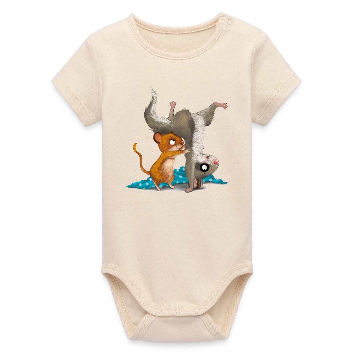 Spreadshirt Kurzarmbody Der Kleine Siebenschläfer Und Die Kleine Maus Bio Kurzarm Baby Body (1-tlg)