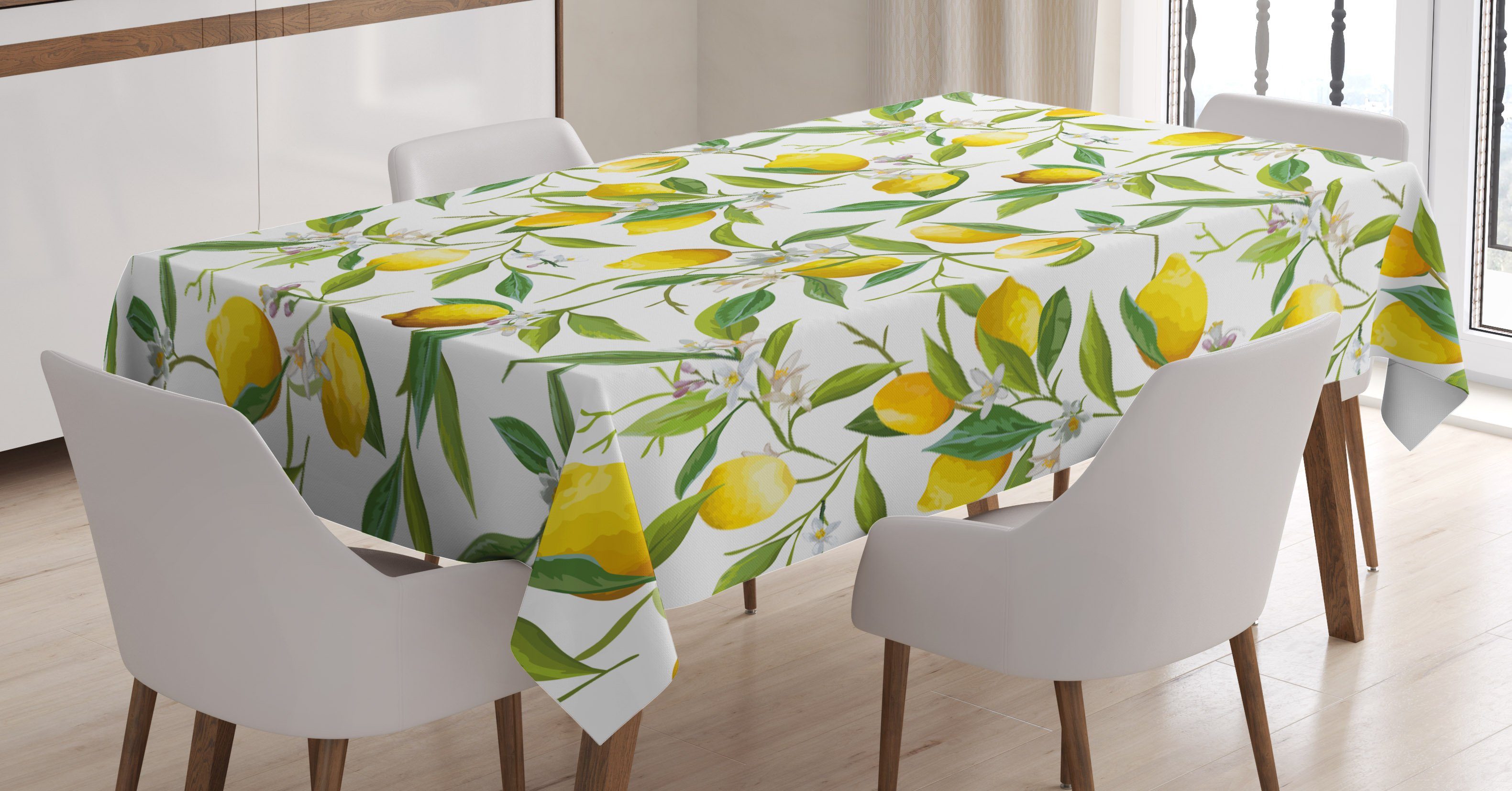 Abakuhaus Tischdecke Lemon Woody den Für Farbfest Natur Farben, Bereich Romantic Klare Waschbar geeignet Außen