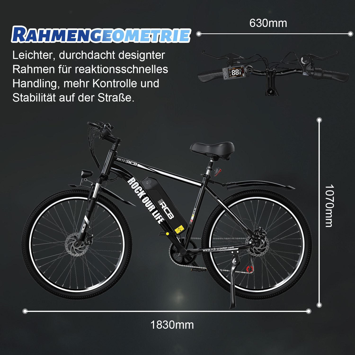 RCB E-Bike RK15, APP, 26 Zoll Pedelec, 10,4 Ah Lithium-Akku, Reichweite ...
