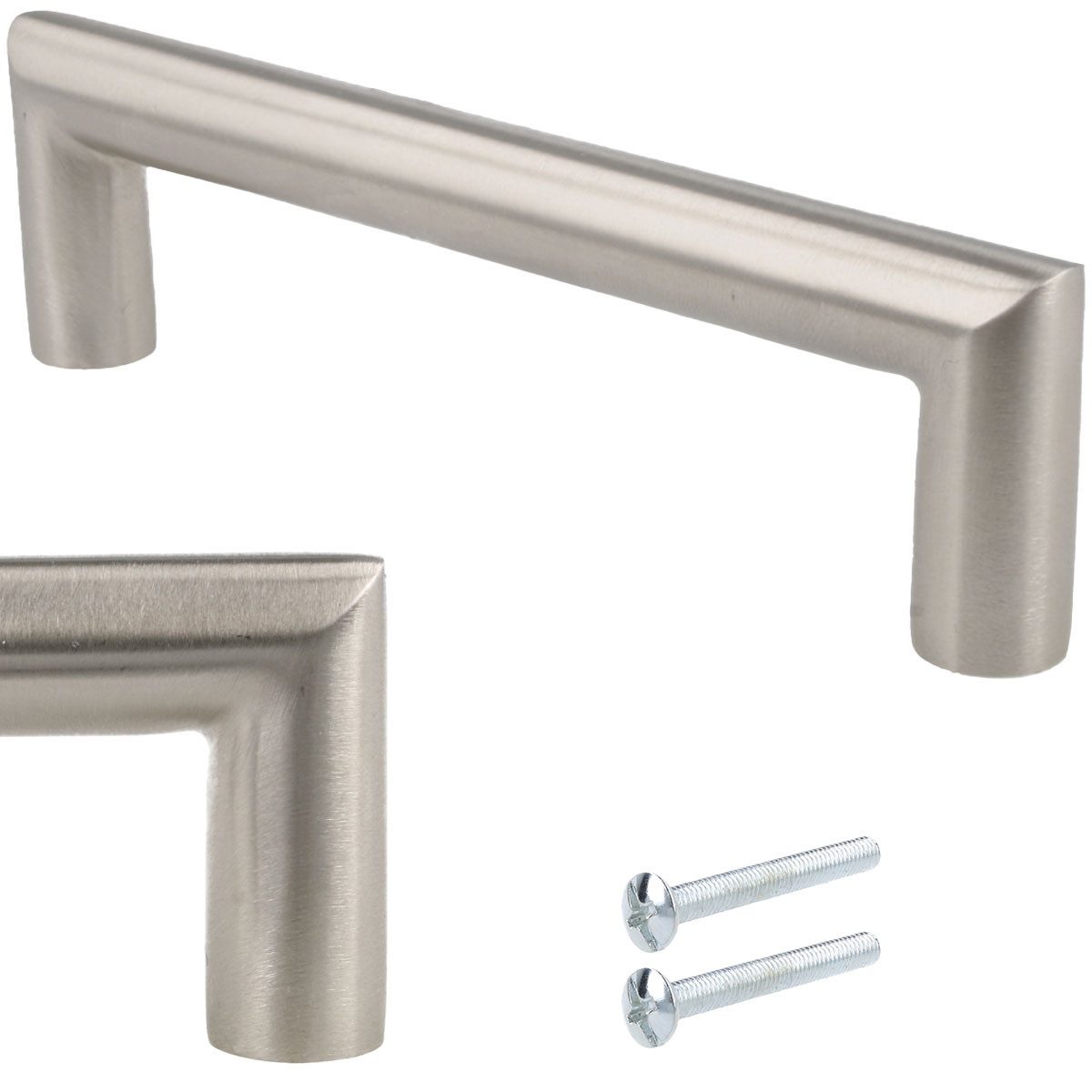 MS Beschläge Möbelgriff Design Schrankgriff Küchen- Schubladengriff Ø 12mm (1-St), rostfrei und geeignet für Feuchträume - 96mm Lochabstand