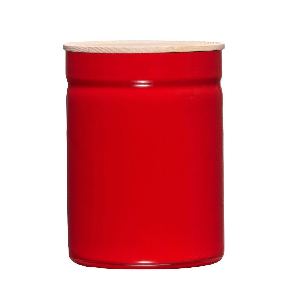 Riess Vorratsdose Riess Vorratsdose 2250ml Emaille mit Eschenholzdeckel fresh tomato