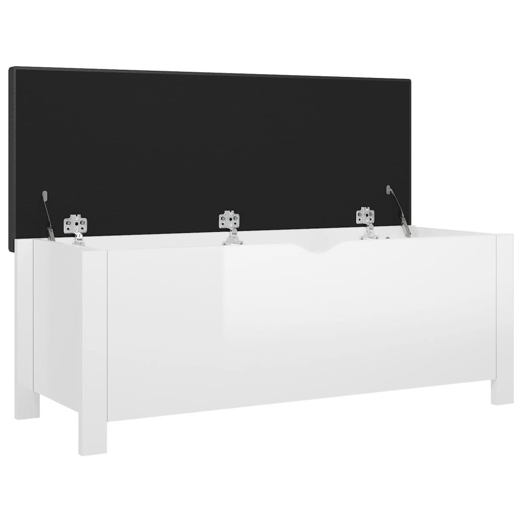 vidaXL Aufbewahrungsbox Sitzbank mit 105x40x45cm Kissen und Stauraum Hochglanz-Weiß (1 St)