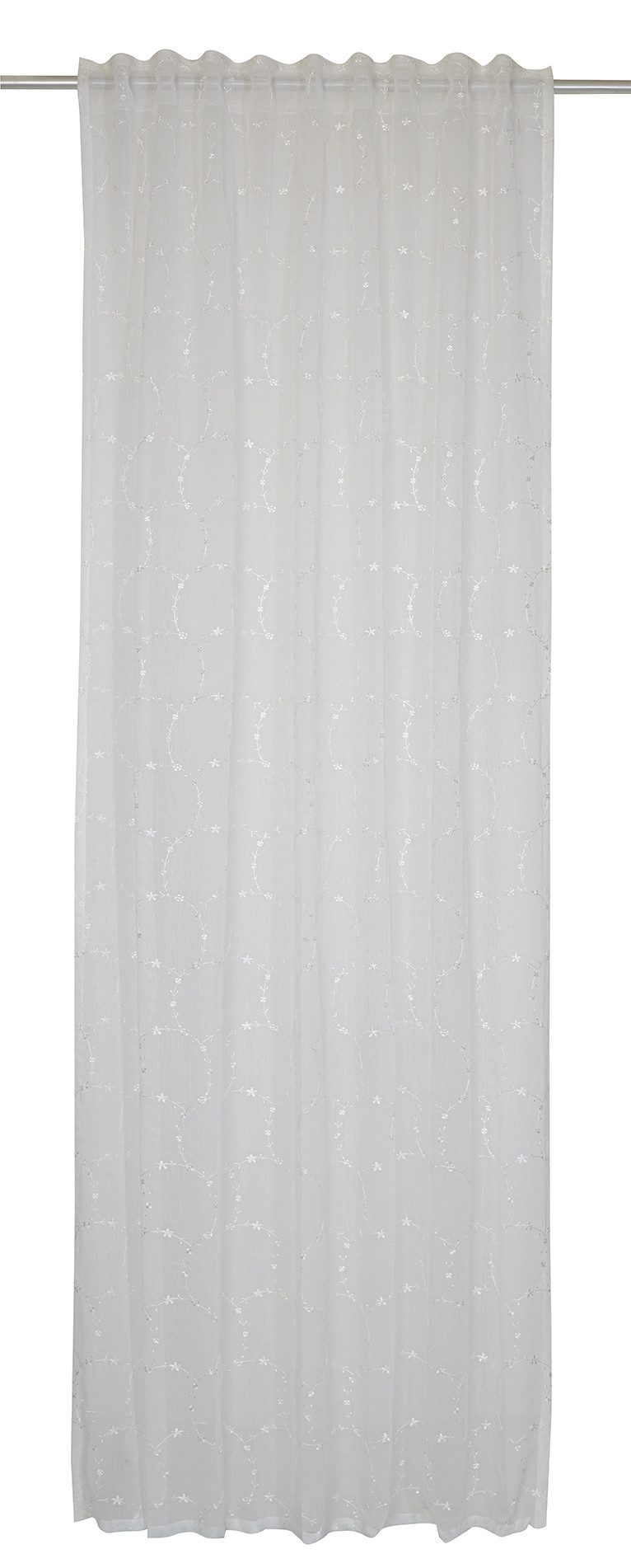 ELBERSDRUCKE Vorhang Gardine mit verdeckten Schlaufen Elin weiß halbtransparent 255x140cm (1 St), halbtransparent