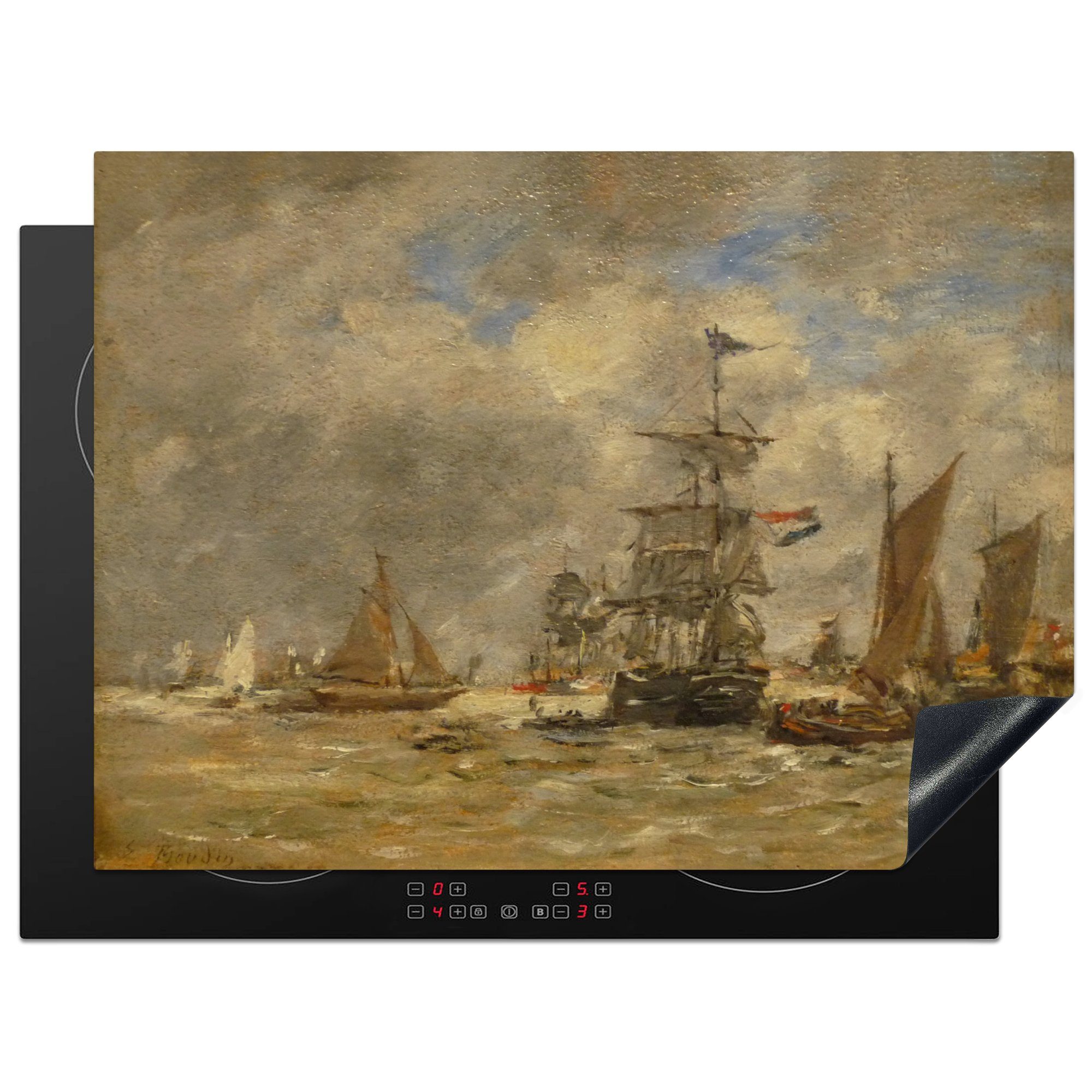 MuchoWow Herdblende-/Abdeckplatte Marine - Gemälde von Eugène Boudin, Vinyl, (1 tlg), 70x52 cm, Mobile Arbeitsfläche nutzbar, Ceranfeldabdeckung