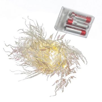 MARELIDA LED-Lichterkette Drahtlichterkette glitzernde Blätter Deko Girlande biegsam 150cm weiß, 30-flammig