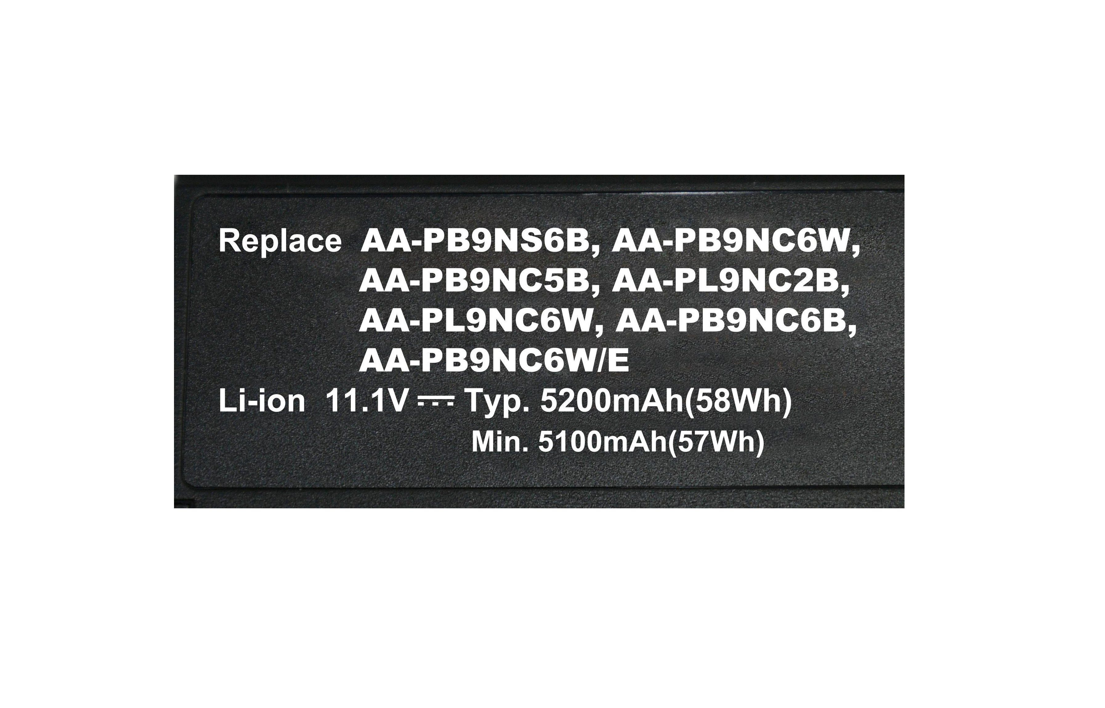 SAMSUNG für Laptop-Akku PowerSmart AA-PL9NC2B, AA-PB9NC6W, AA-PB9NS6B, AA-PB9NC5B, AA-PB9NC6B, NSM028.815 AA-PL9NC6W Ersatz mAh V) 5200 Li-Ion (11,1 AA-PB9NC6W/E,
