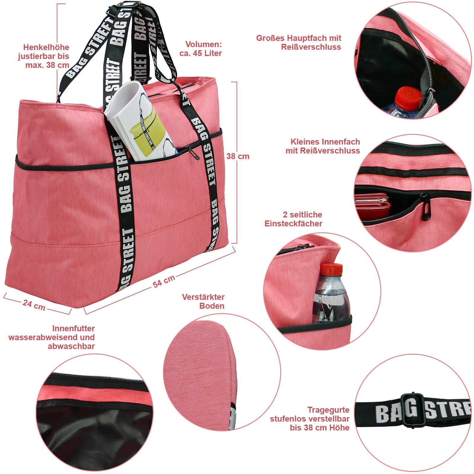 BAG STREET INTERNATIONAL Shopper XXL Damen Freizeittasche, Große Sporttasche
