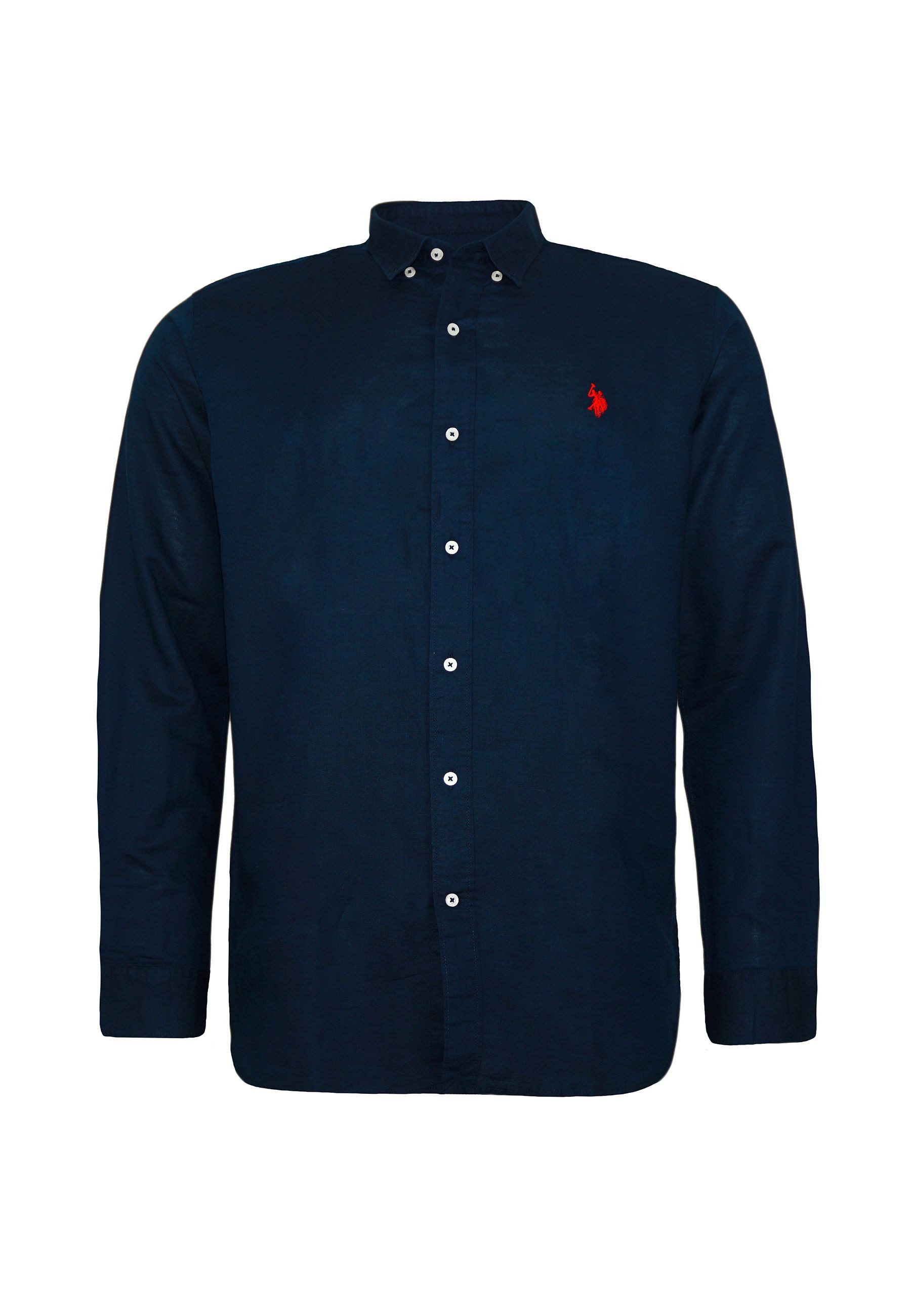 U.S. Polo Assn. Langarmhemd Hemd Shirt Button-Down Leinen (1-tlg)
