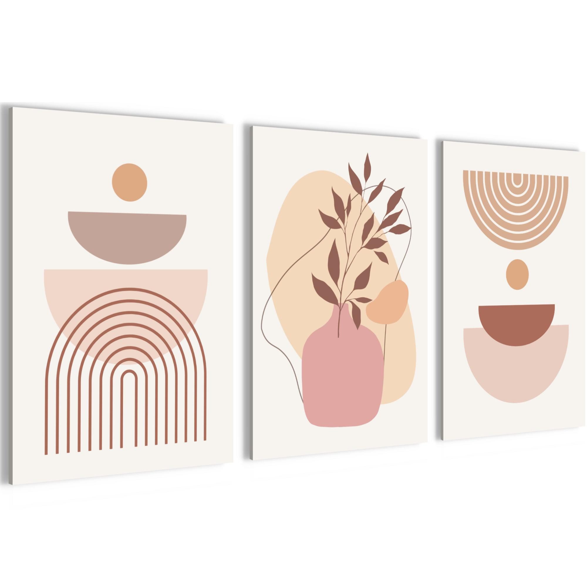 Novart Wandbild Wandbilder Wohnzimmer Abstrakt Figuren Bilder Deko, Beige, günstig online kaufen