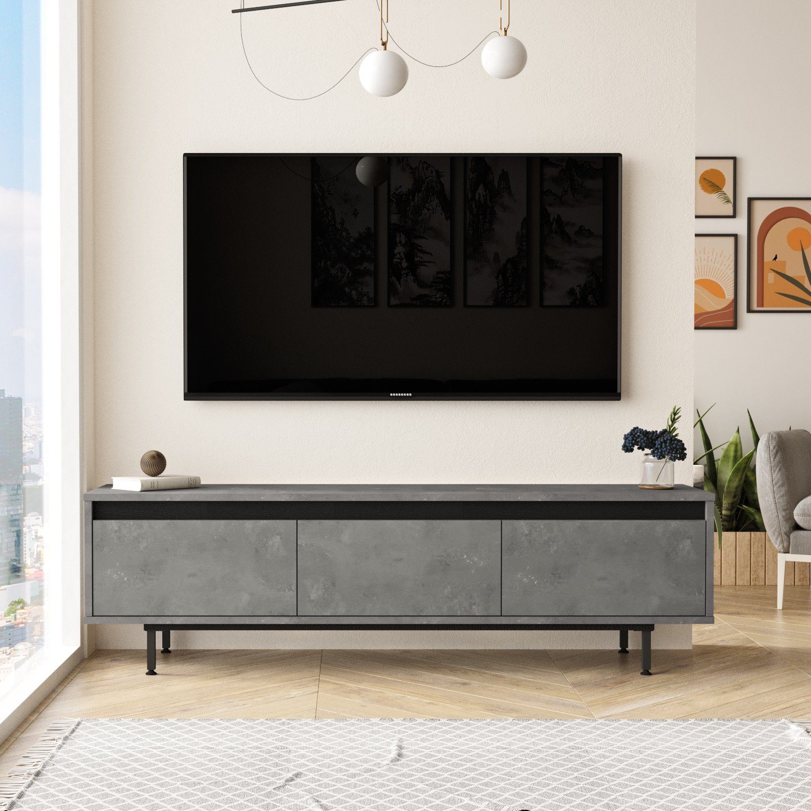 TV-Schrank Skye Partikelplatte 45,2x160x35,5 Schränke, cm, Decor 100% Melaminbeschichtete