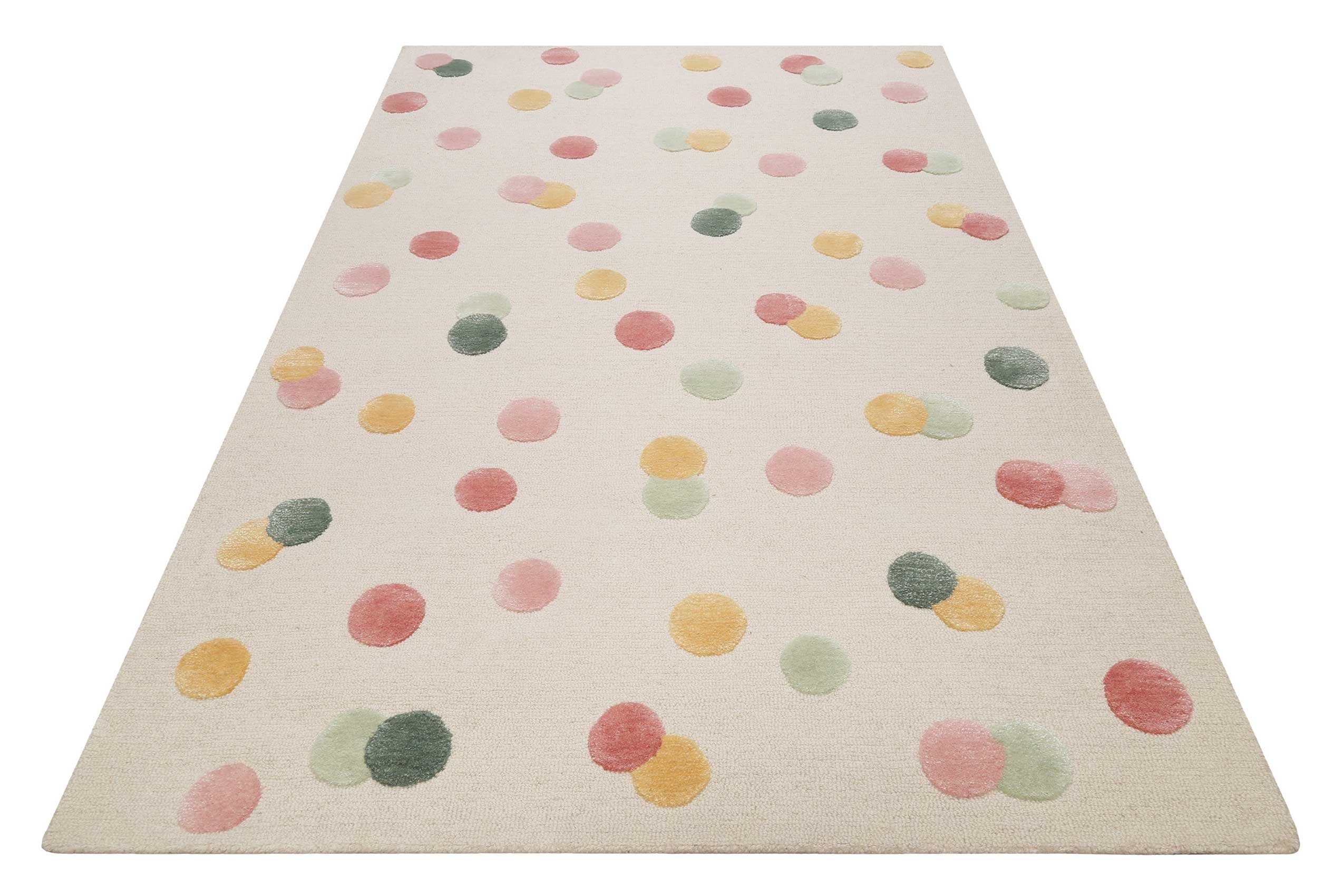 SMART KIDS Kinderteppich Dana, rechteckig, Höhe: 1,2 mm, modern und natürlich, bunte Polkadots, mit Struktur, Kinderzimmer