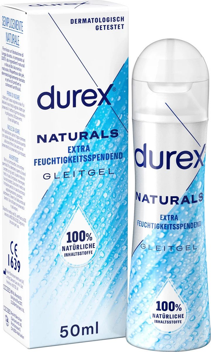 durex Gleitgel Naturals Extra Feuchtigkeitsspendend, 1-tlg., Dermatologisch getestet & pH-freundlich (50 ml)