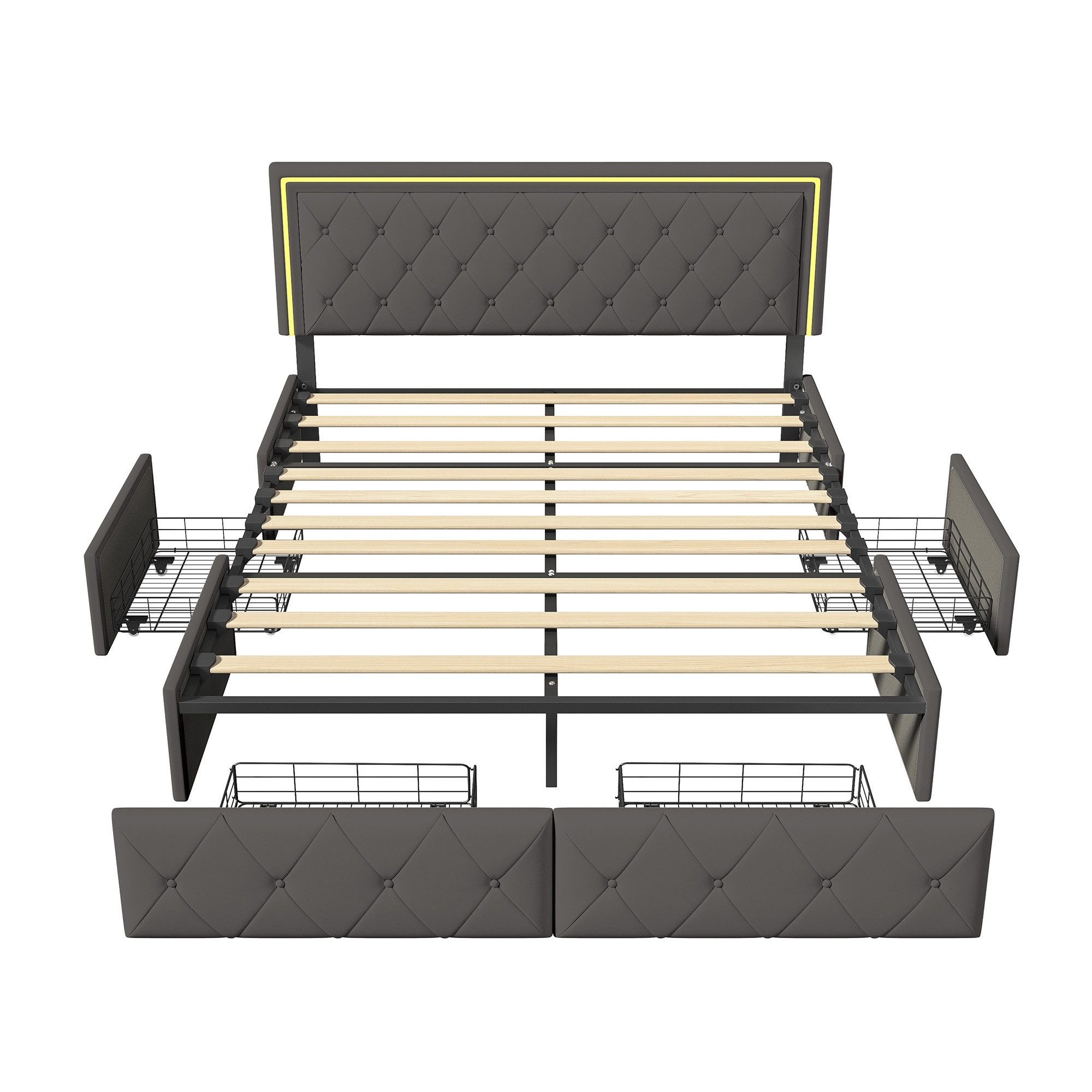 Furnishings Home Polsterbett Doppelbett LED Stauraumbett Modern (inkl. Vers günstig online kaufen