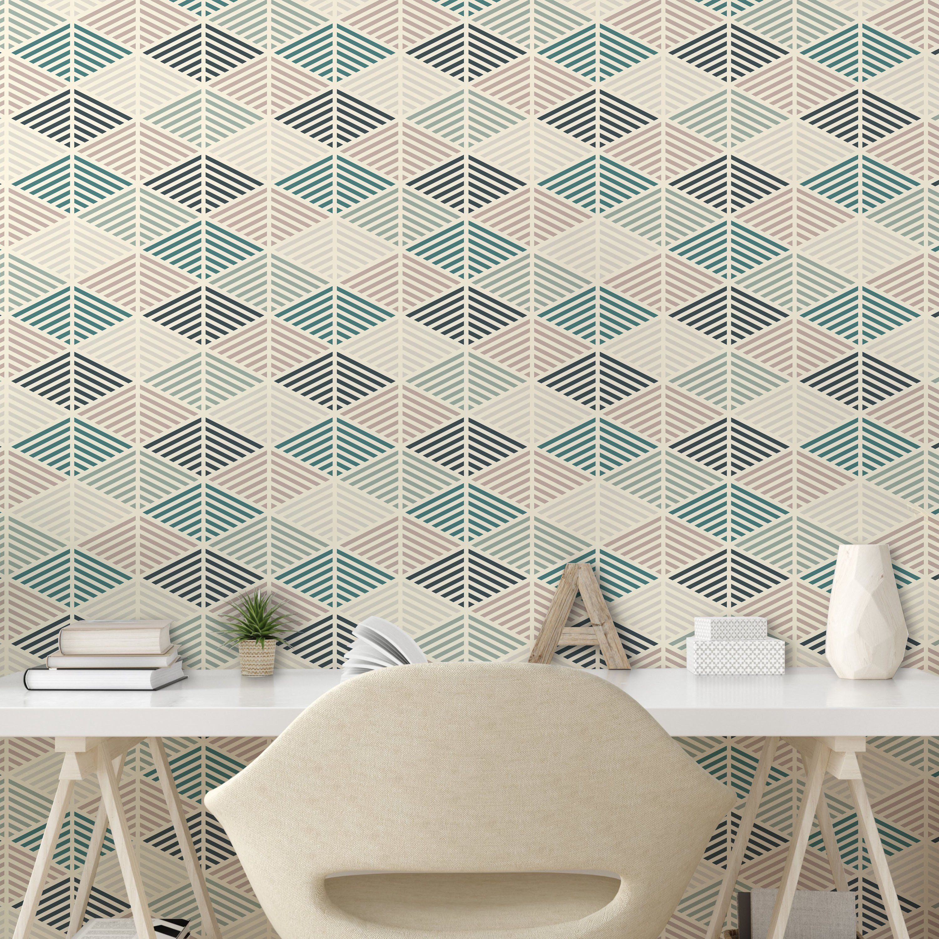 Abakuhaus Vinyltapete Wohnzimmer selbstklebendes Forming Gedeckte Farben Küchenakzent, Streifen-Design