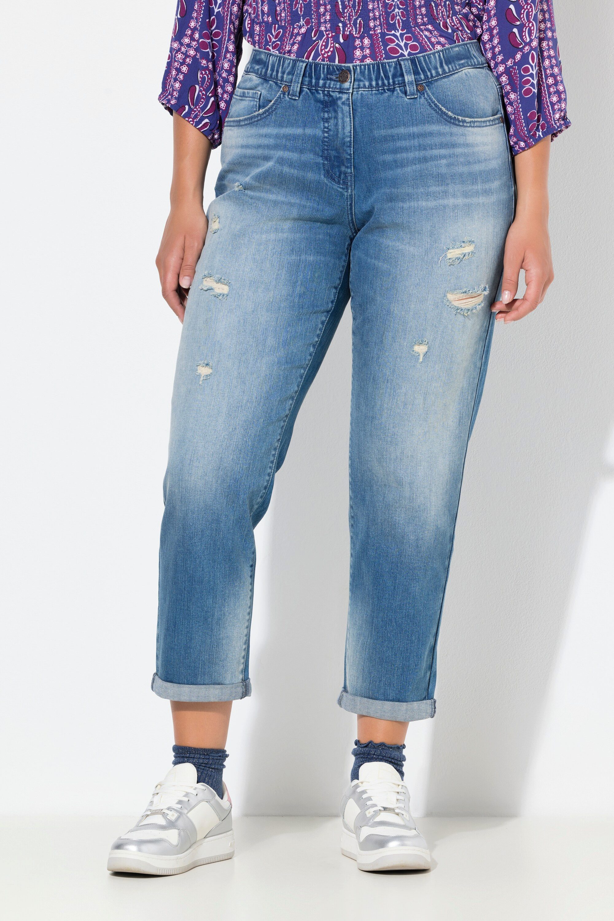 Regular-fit-Jeans Boyfriend-Jeans Destroy-Effekte Komfortbund