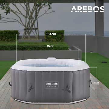 Arebos Whirlpool Aufblasbar, In- & Outdoor, 154x154 cm, 4 Personen, (Set, Set)