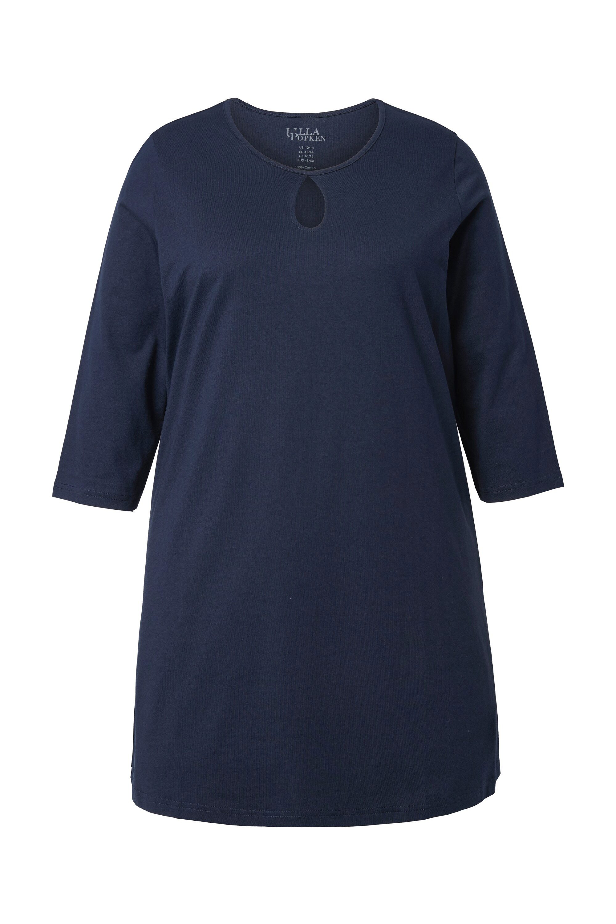 Longshirt Longshirt A-Linie Rundhalsausschnitt 3/4-Arm