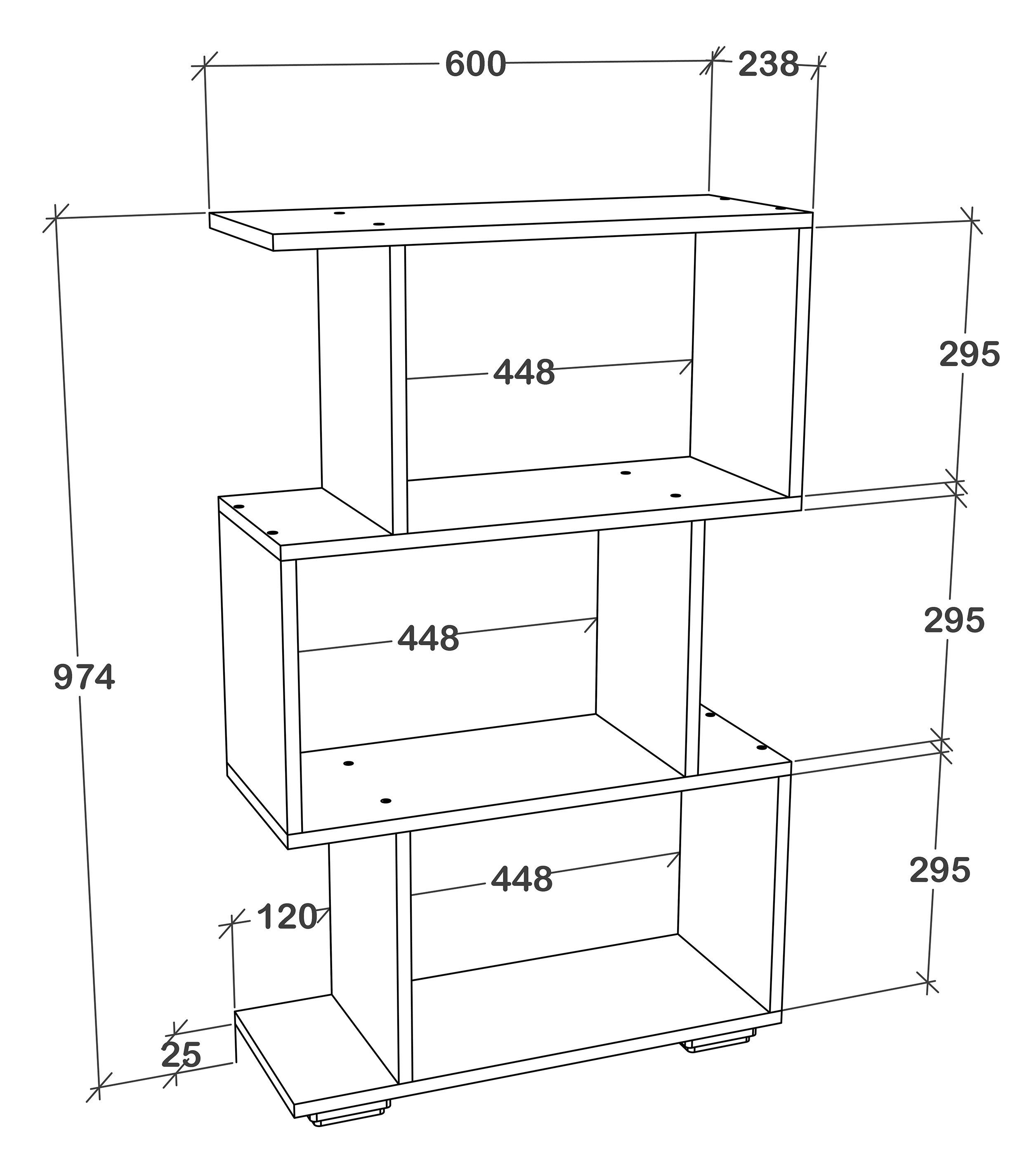 1-tlg. Holz Stand VCM M, Deko Standregal Palusa Bücher Weiß Raumteiler Regal