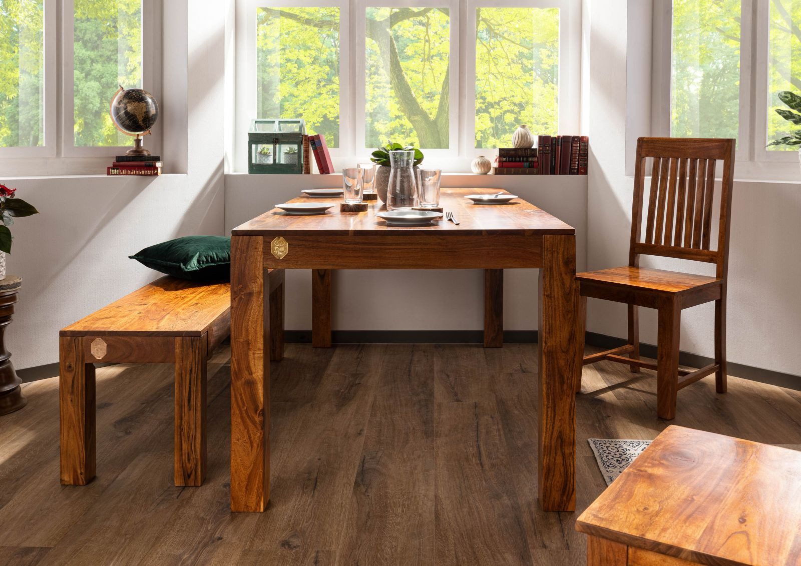 Massivmoebel24 Esstisch OXFORD (Massivholz, Massivholztisch), Esstisch Akazie 120x90x76 honig lackiert OXFORD #33