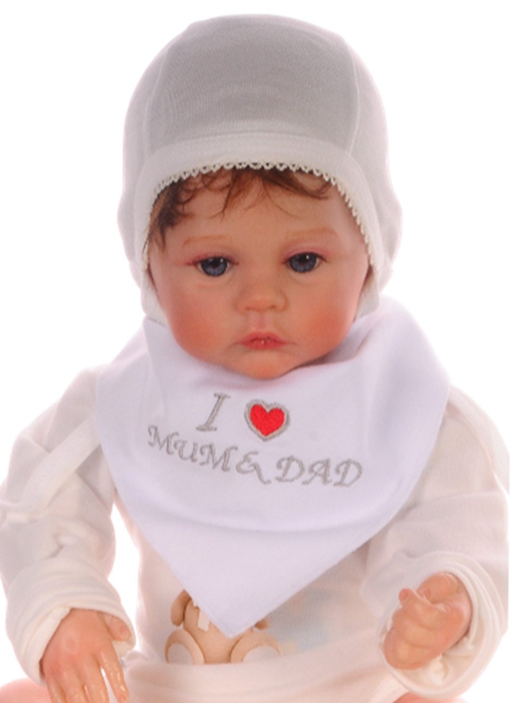 La Bortini Dreieckstuch Baby Lätzchen Latz in Weiß Sabbertuch Tuch Erstlingstuch, aus reiner Baumwolle, 0-12 Mon, neutral