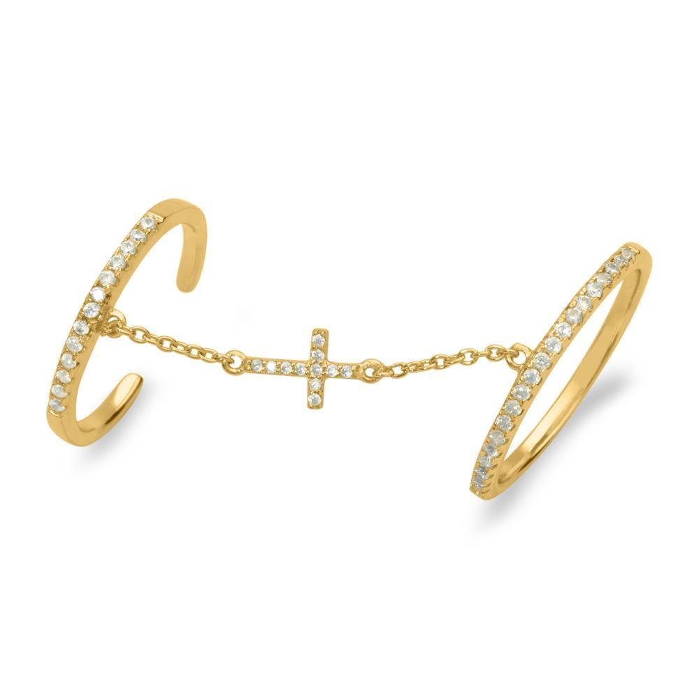 Unique Silberring Goldener Knucklering mit Kette günstig online kaufen