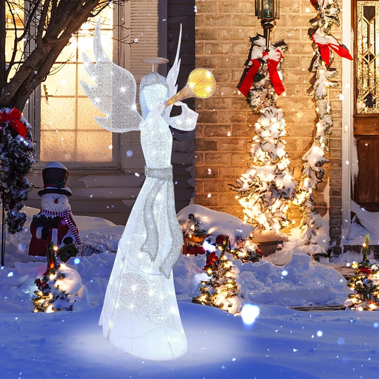 KOMFOTTEU Weihnachtsfigur Weihnachtsengel, mit 100 LED-Lichtern, günstig online kaufen