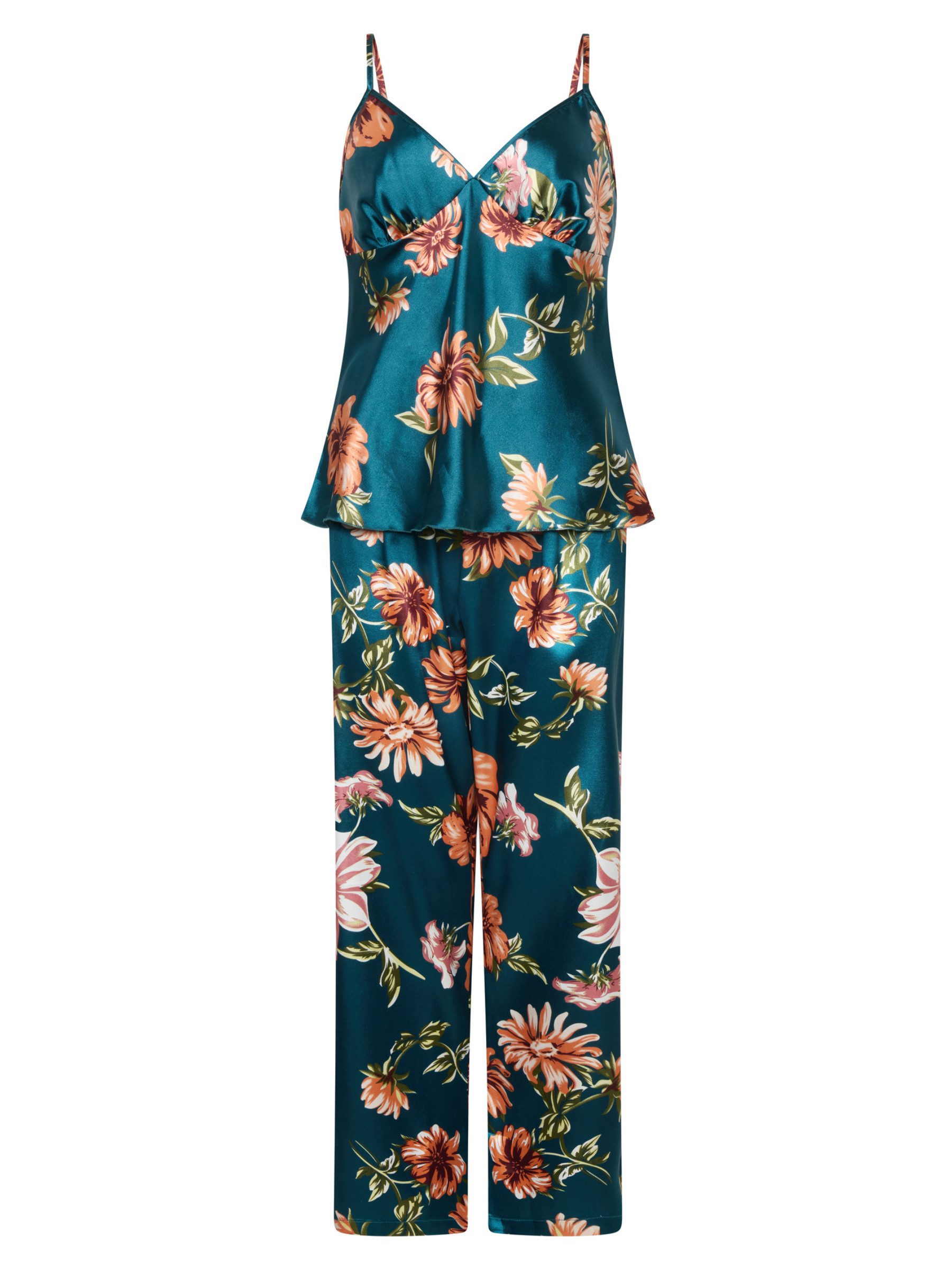 Elegant Love Schlafanzug Satin Pyjama Set mit Blumenmuster – Bequeme Damen- günstig online kaufen