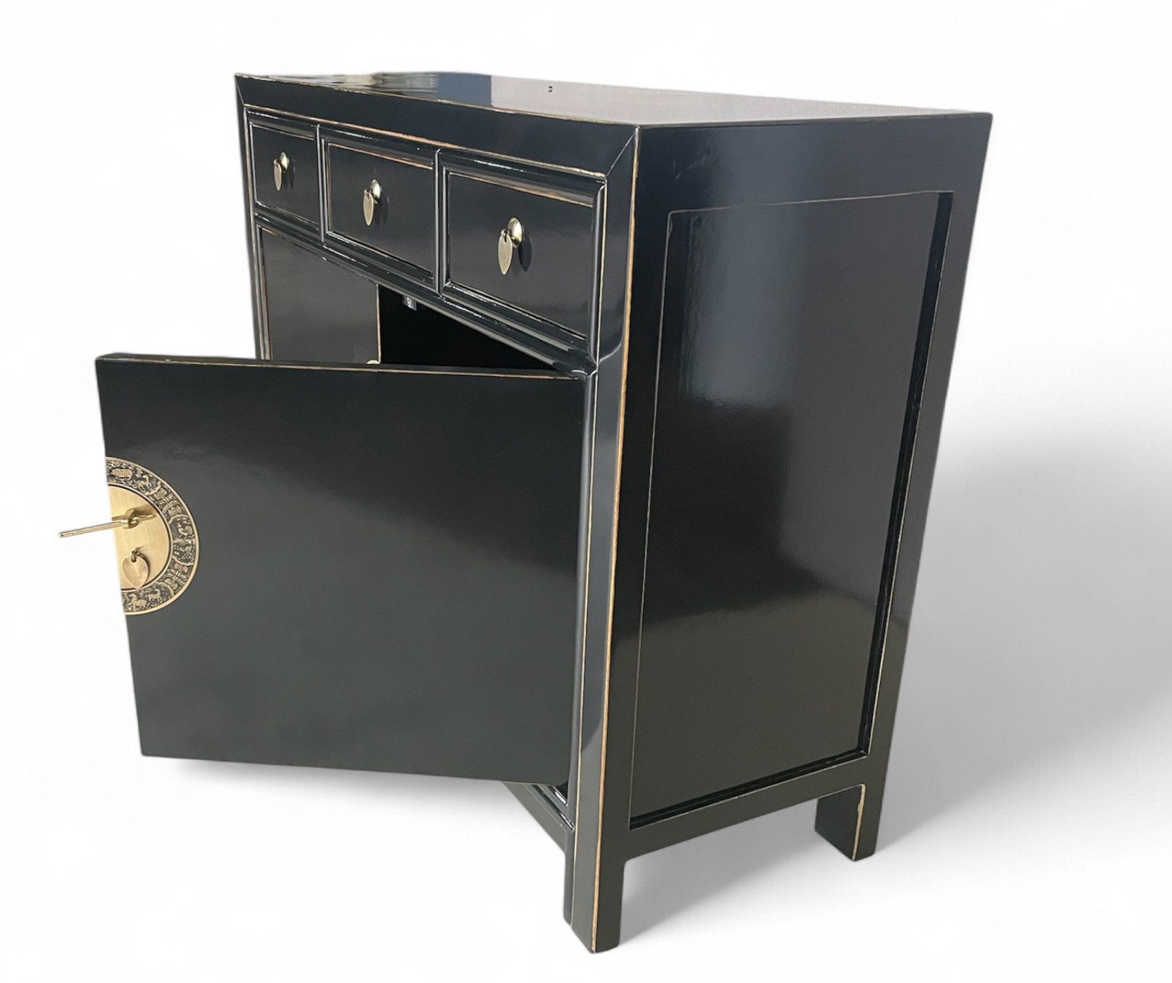 OPIUM OUTLET Kommode Vintage Schrank Sideboard schwarz asiatisch chinesisch orientalisch (B x T x H: 117 x 40 x 85 cm, Anrichte Buffet), Asia Möbel Hochzeitsschrank komplett montiert