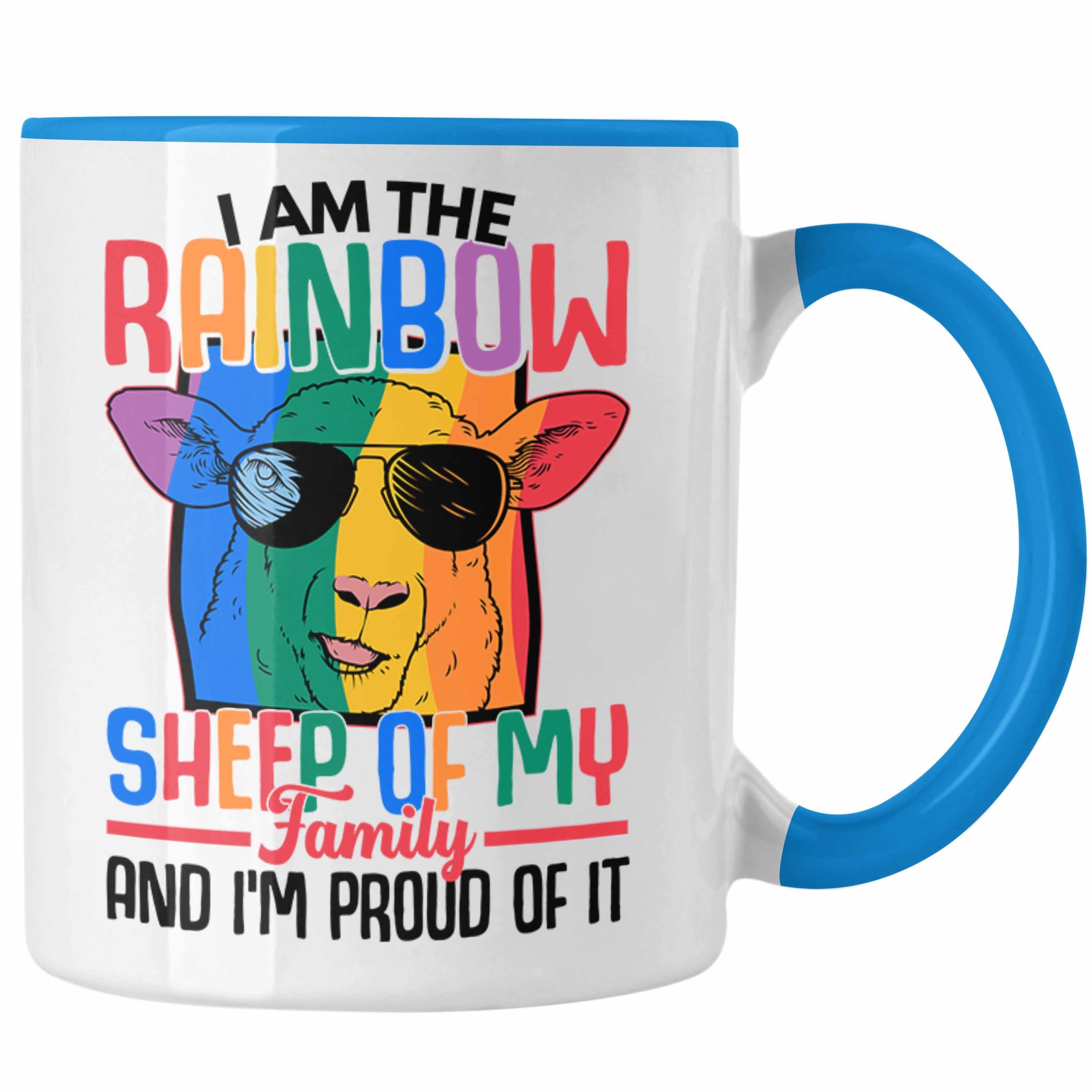 Der - Lustige Tasse Grafik Regenbogen für Trendation Schaaf Schwule Transgender Familie Lesben Tasse In Blau LGBT Regenbogen Geschenk Trendation