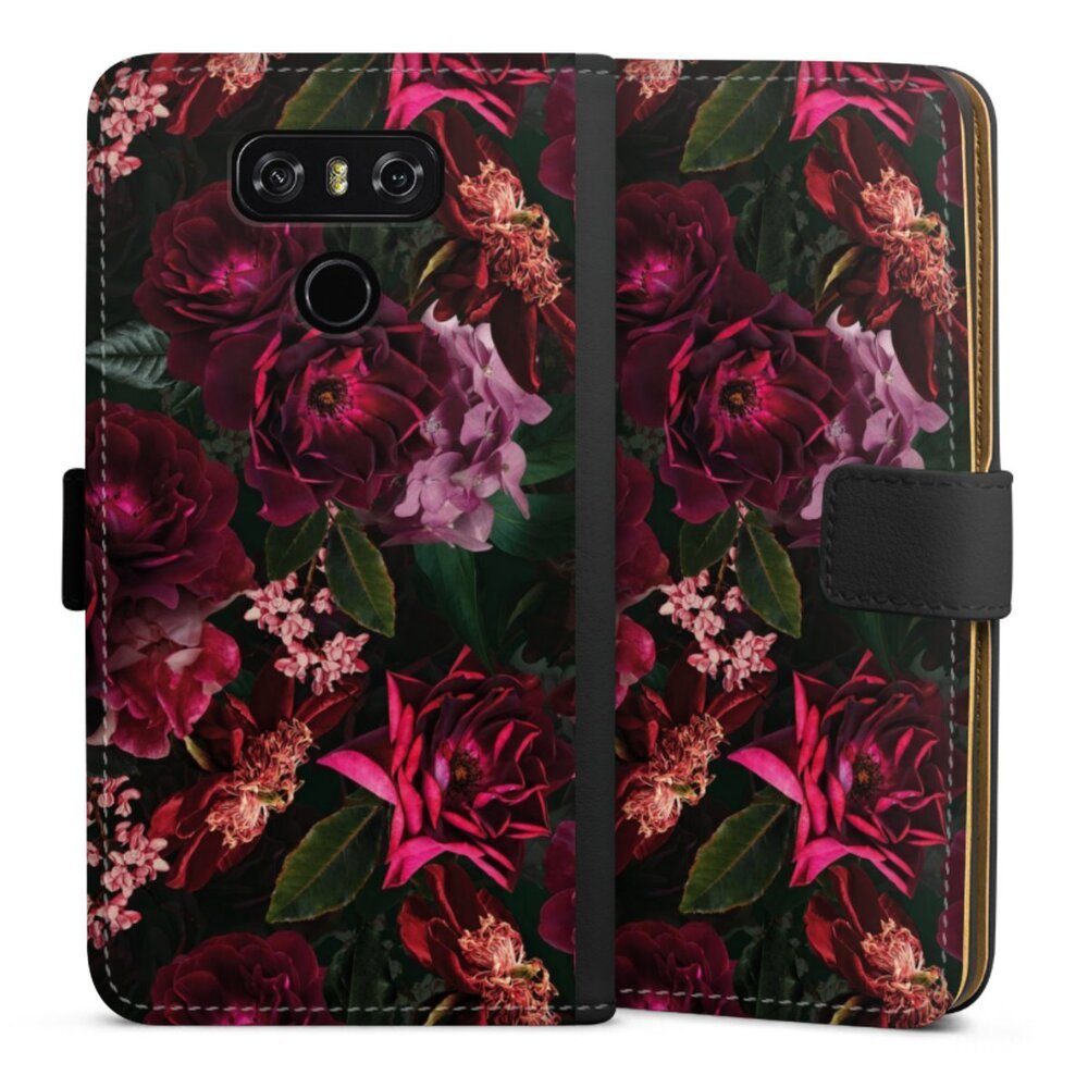 DeinDesign Handyhülle Rose Blumen Blüte Dark Red and Pink Flowers, LG G6 Hülle Handy Flip Case Wallet Cover Handytasche Leder