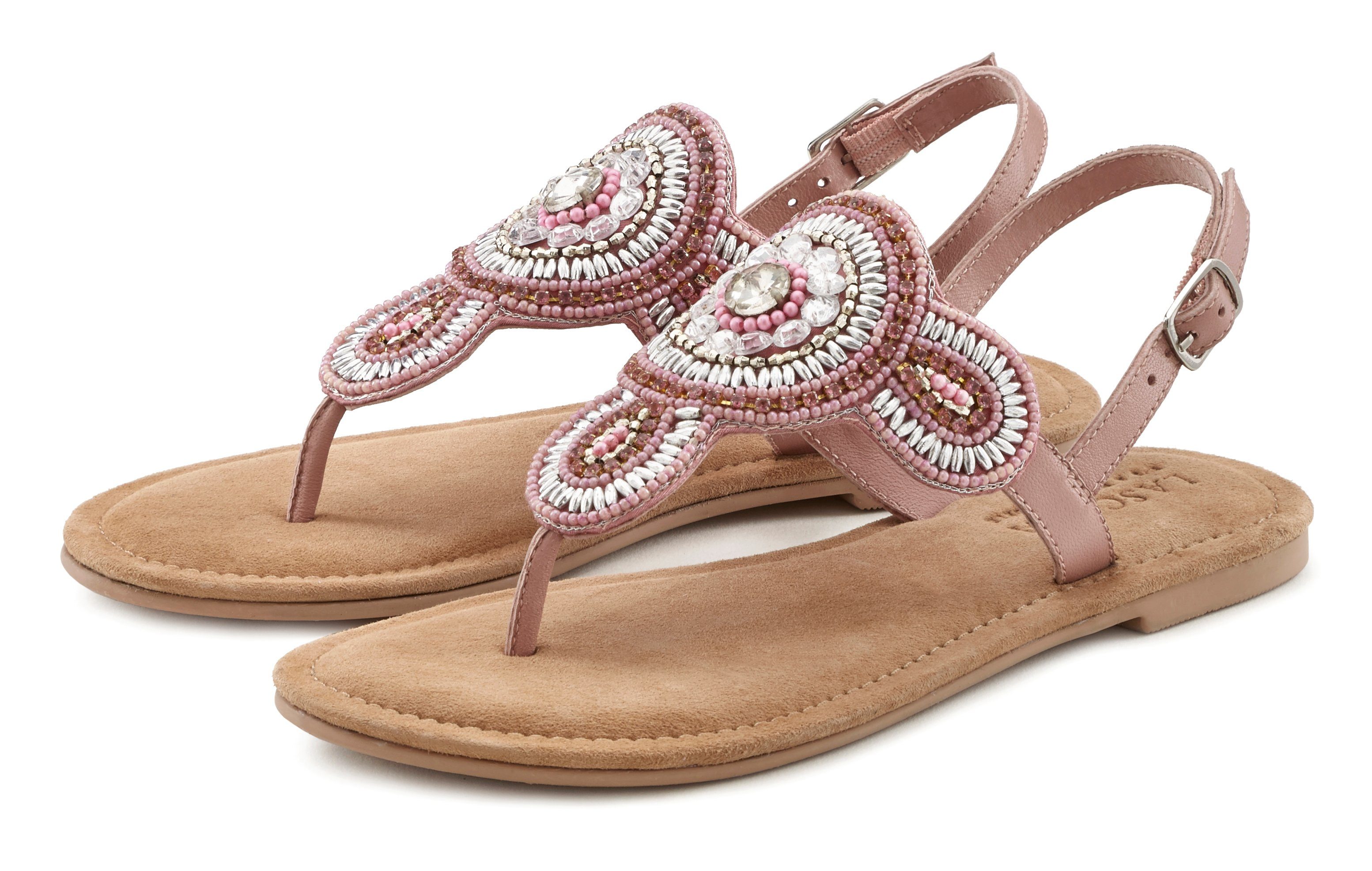 LASCANA Zehentrenner Sandale, Pantolette in Glitzer-Optik günstig online kaufen