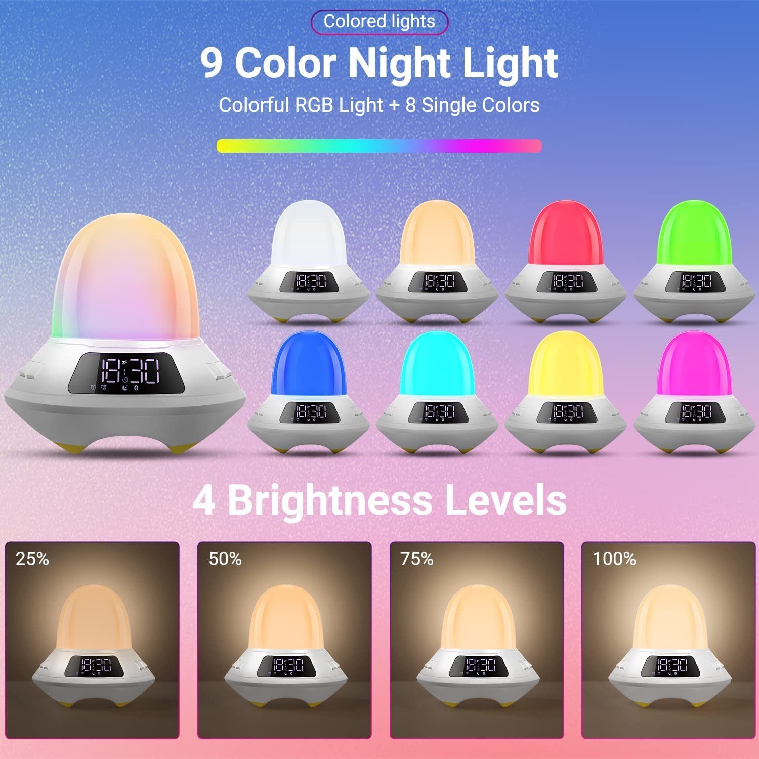 Farbwechsel, LED Diyarts Dimmbar, Wecker, fest Atmosphäre MP3-Player integriert, LED-Sternenhimmel, Digitaler & Stimmungslicht,