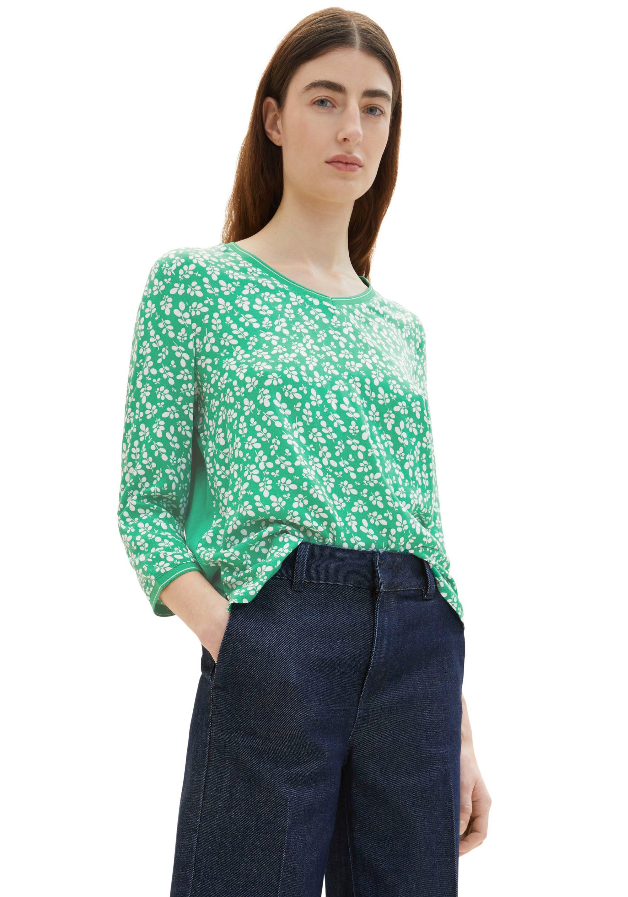 Bedruckung flor TOM TAILOR T-Shirt green mit