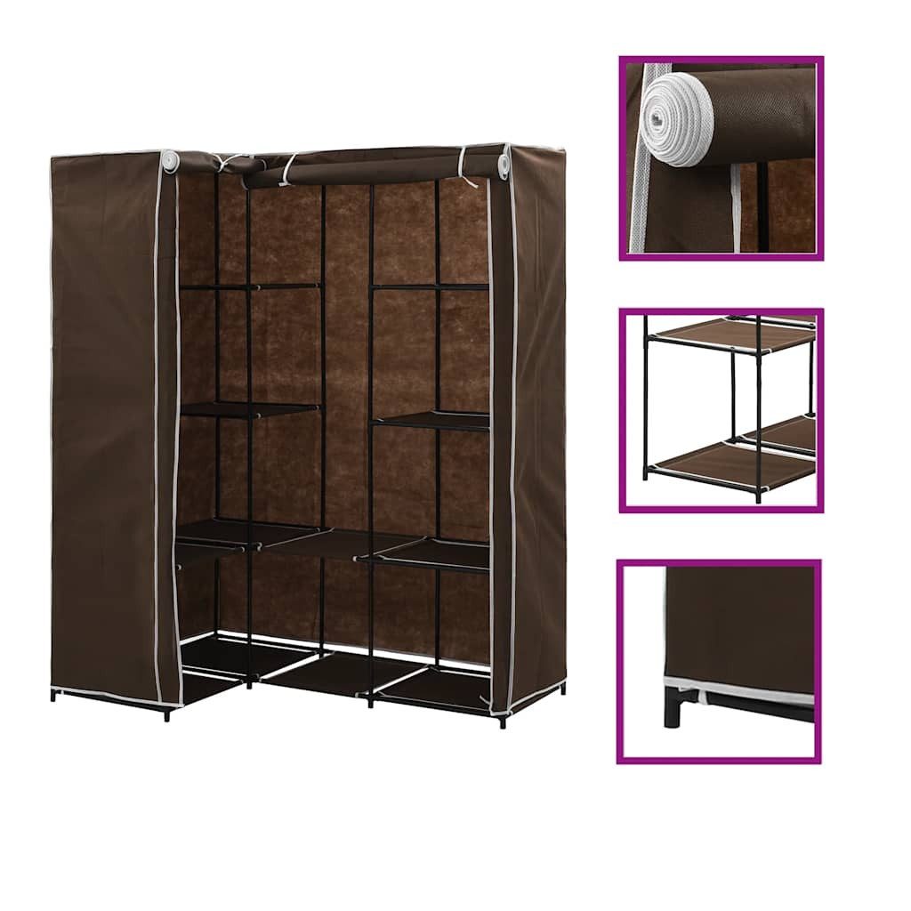 Stoffschrank Eckkleiderschrank Braun 130 x 87 x 169 cm