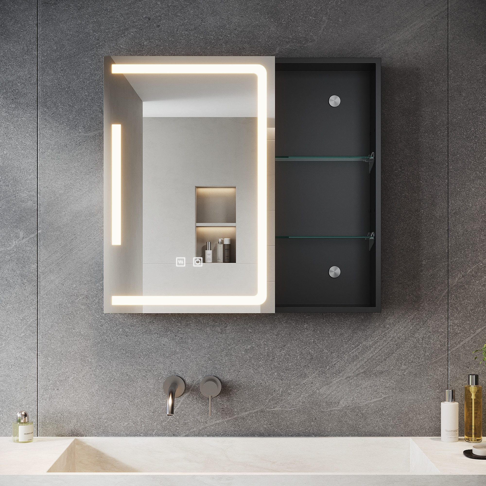 SONNI Badezimmerspiegelschrank Doppeltüriger Badspiegelschrank mit 3 Farbli günstig online kaufen