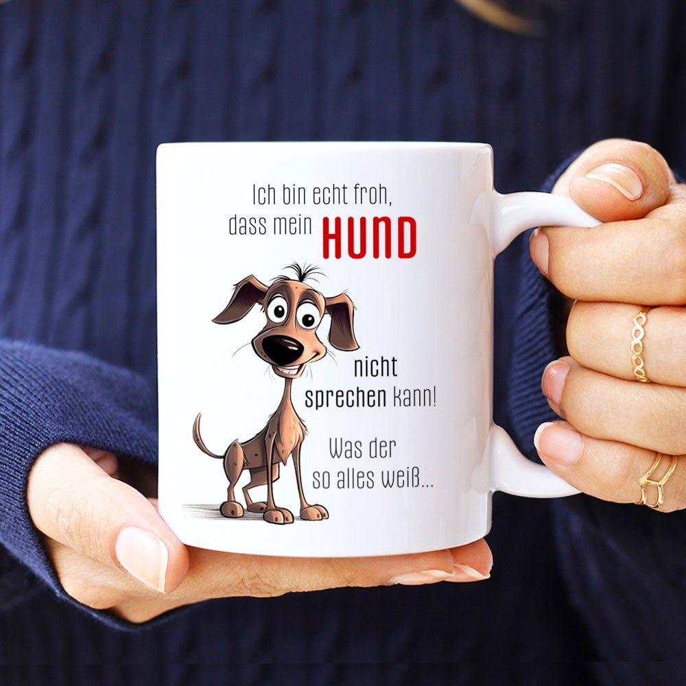 bedruckt, Geschenk, 330 Hundespruch, Keramik, NICHT handgefertigt, mit für - Hundefreunde, Tasse beidseitig SPRECHEN Spruch mit ml Cadouri Kaffeetasse