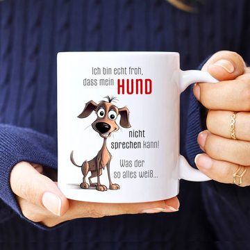 Cadouri Tasse NICHT SPRECHEN Kaffeetasse mit Spruch - für Hundefreunde, Keramik, mit Hundespruch, beidseitig bedruckt, handgefertigt, Geschenk, 330 ml