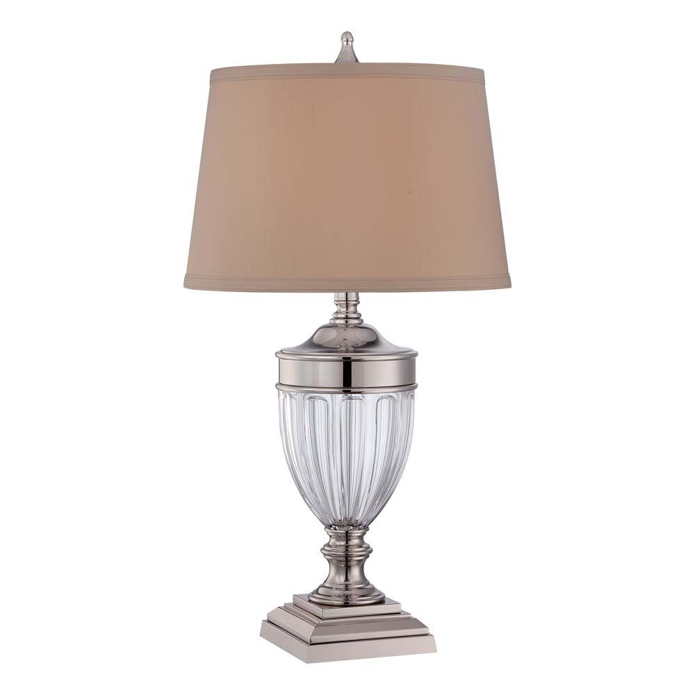 Elstead LIGHTING LED Tischleuchte, Leuchtmittel nicht inklusive, Tischleuchte Beistelllampe Wohnzimmerleuchte Metall Glas Nickel