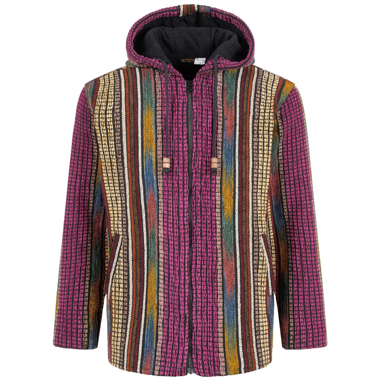 Kapuzennickijacke Kapuzenjacke Kapu Hoodie mit Kapuze Goa Hippie Jacke Nepal Fair
