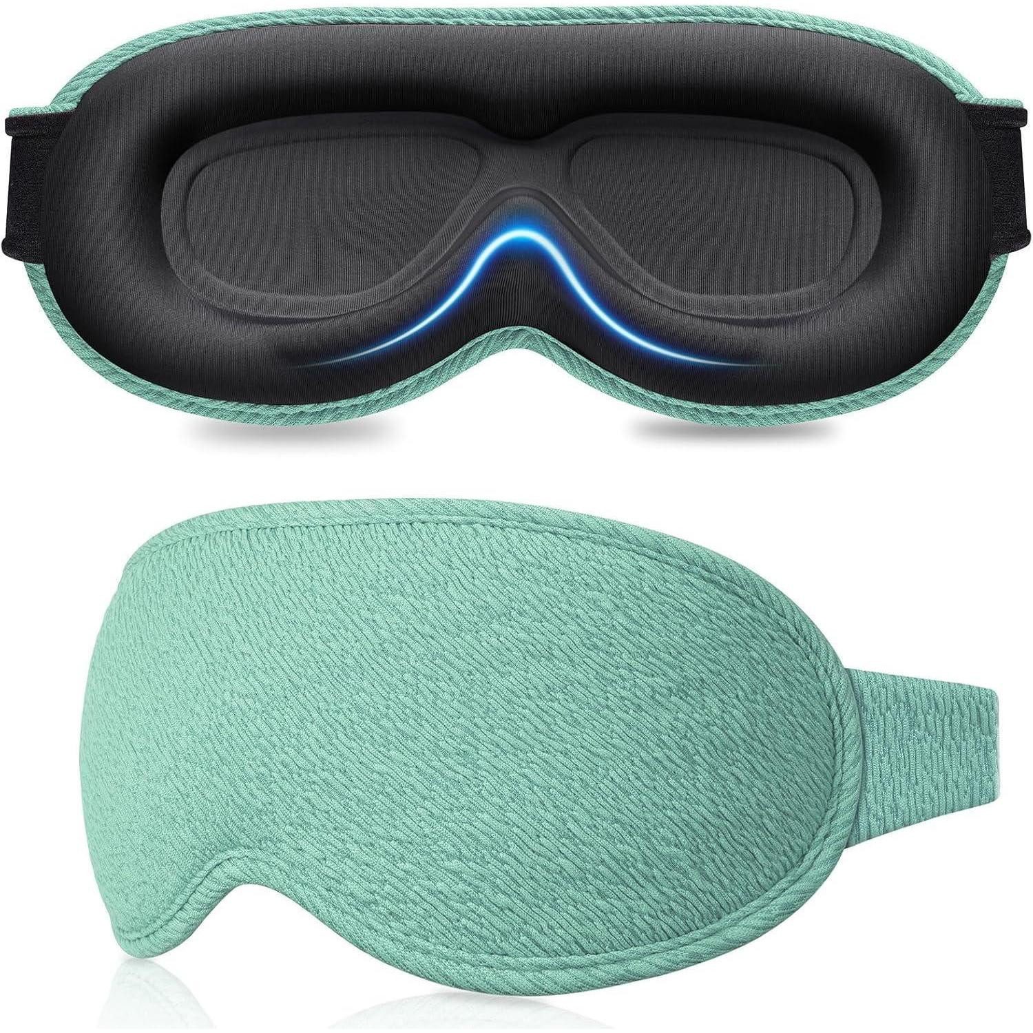 LuxusKollektion Schlafmaske Schlafmaske 3D Seitenschläfer Gummiband Ohrstöpsel 2 Paar Cyan