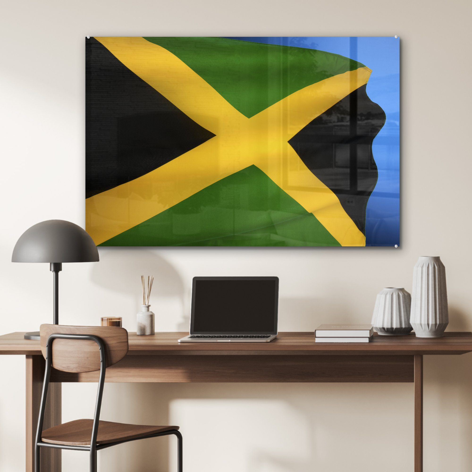 von & Schlafzimmer (1 Die MuchoWow Wohnzimmer St), Jamaika, Acrylglasbild Acrylglasbilder Nationalflagge