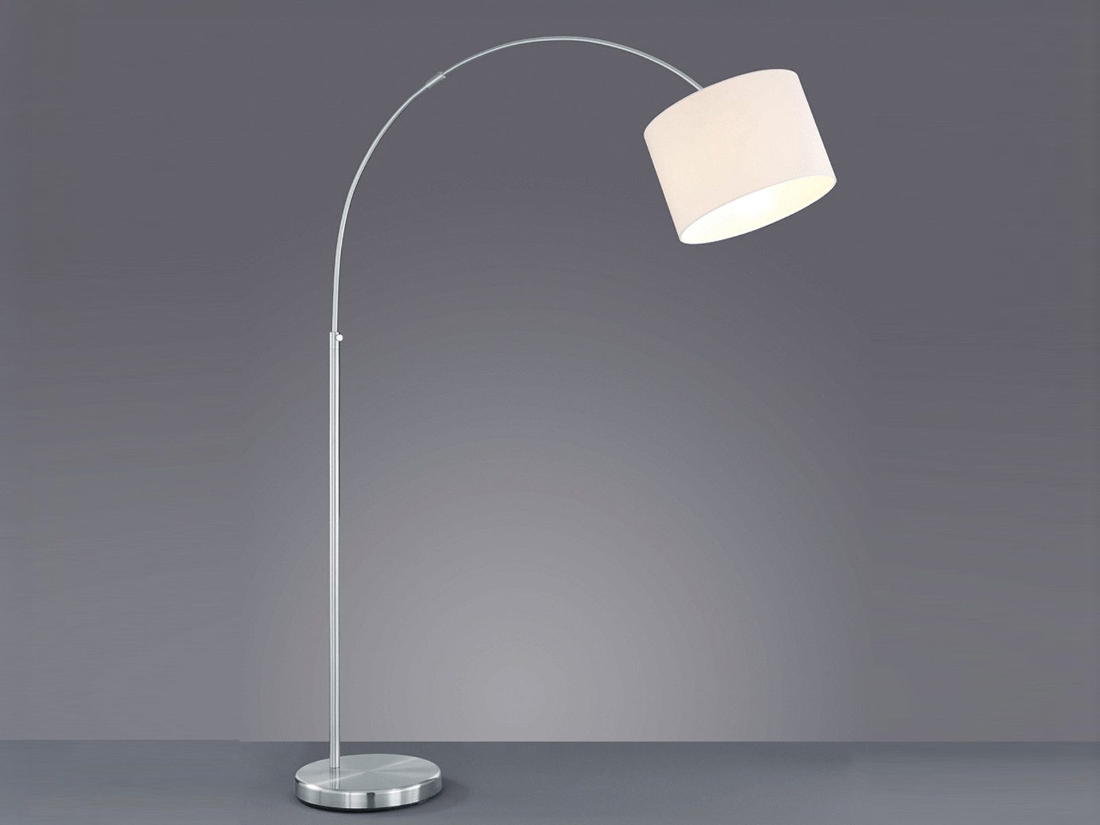 TRIO Leuchten LED Bogenlampe höhenverstellbar von 150-215cm, dimmbar, LED wechselbar, Warmweiß, Bogen-Stehlampe große Bogenleuchte Wohnzimmer & Esstisch inkl. E27 LED