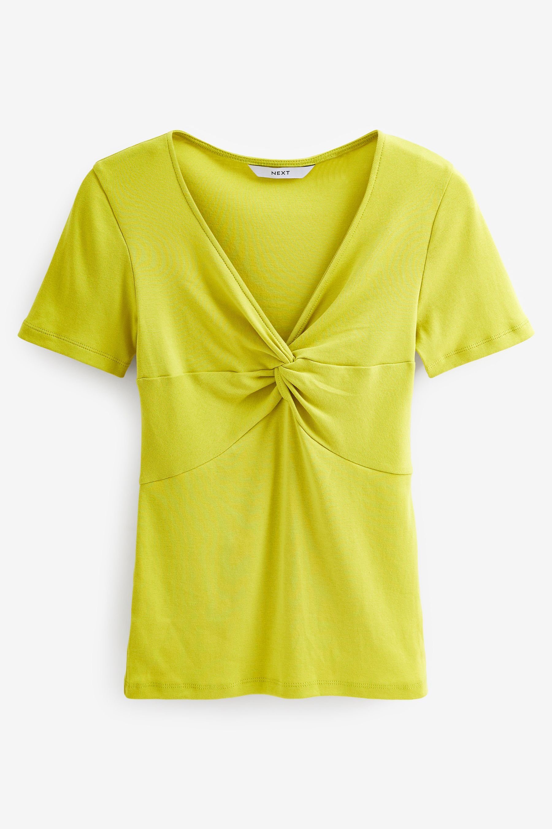 Shirt T-Shirt Lime Knoten (1-tlg) mit Langärmliges Green Next